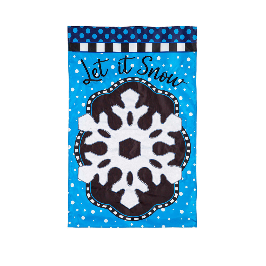 Patterned Snowflake Applique House Flag