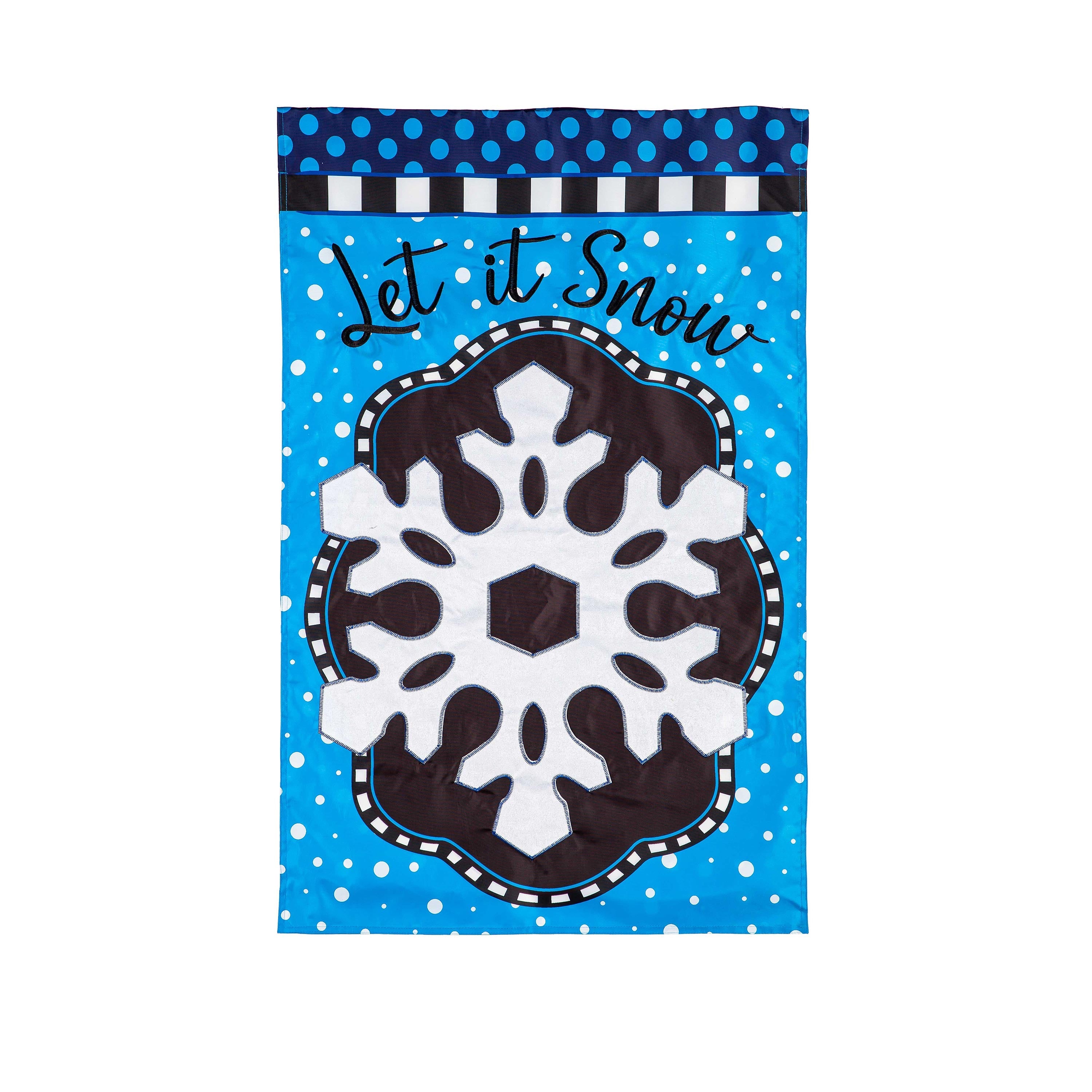 Patterned Snowflake Applique House Flag