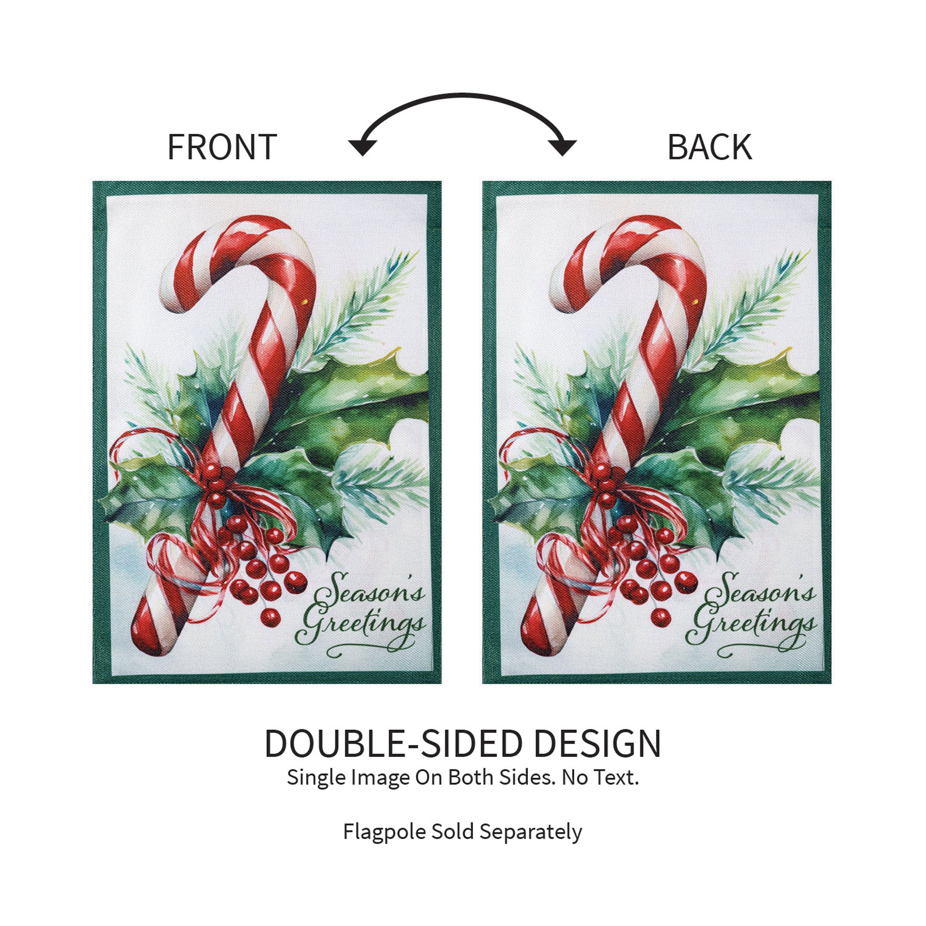 Season's Greetings Candy Cane Burlap Garden Flag