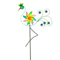 Cheerful Summer Days Windspinner Garden Stake, Green/yellow/pink Bird, Short