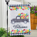 Plaid Truck Floral Garden Strié Flag