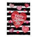 Striped Hearts Burlap House Flag