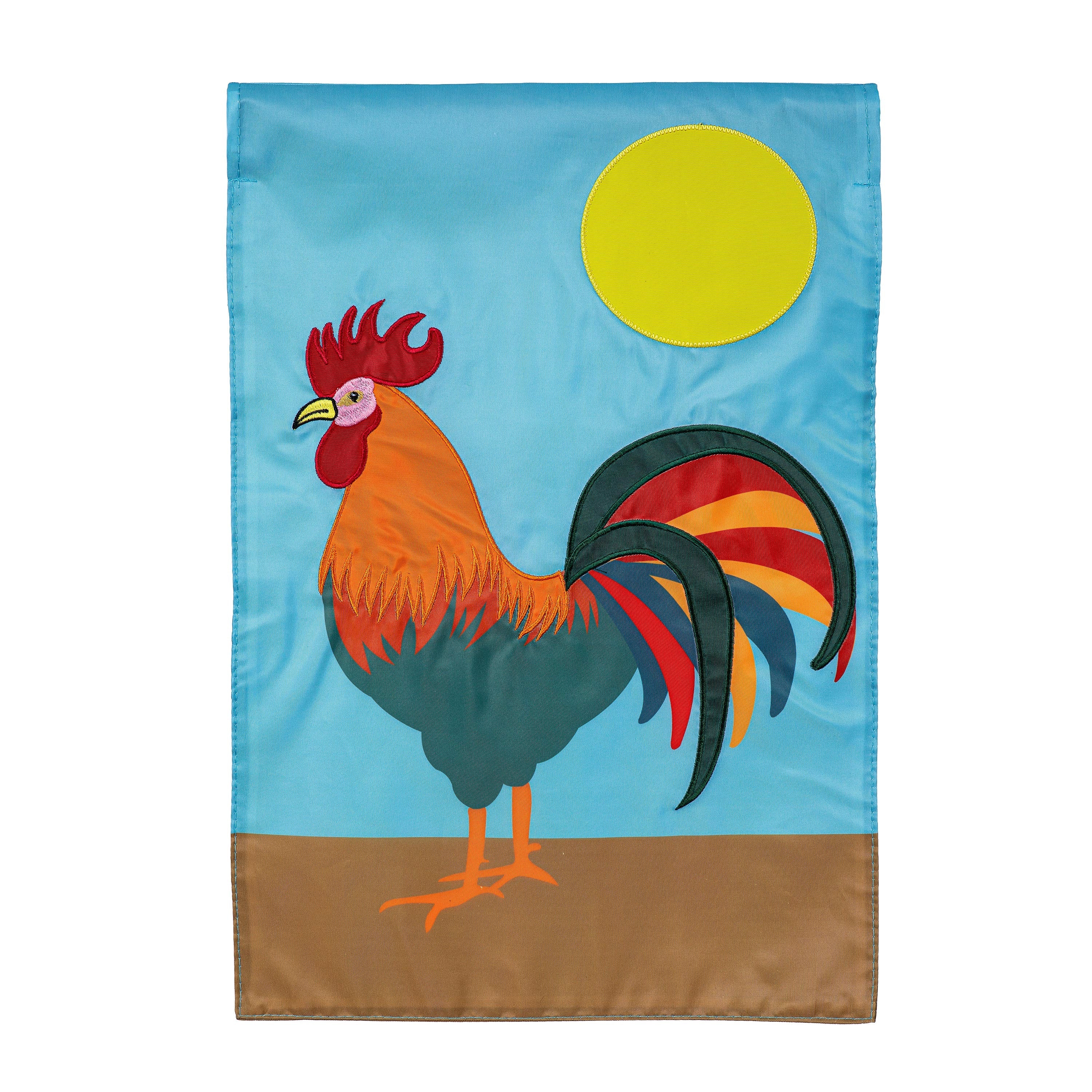 Colorful Rooster Basic Applique Garden Flag