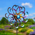 Metal Wind Spinner, Blue & Purple Floral, 75"H