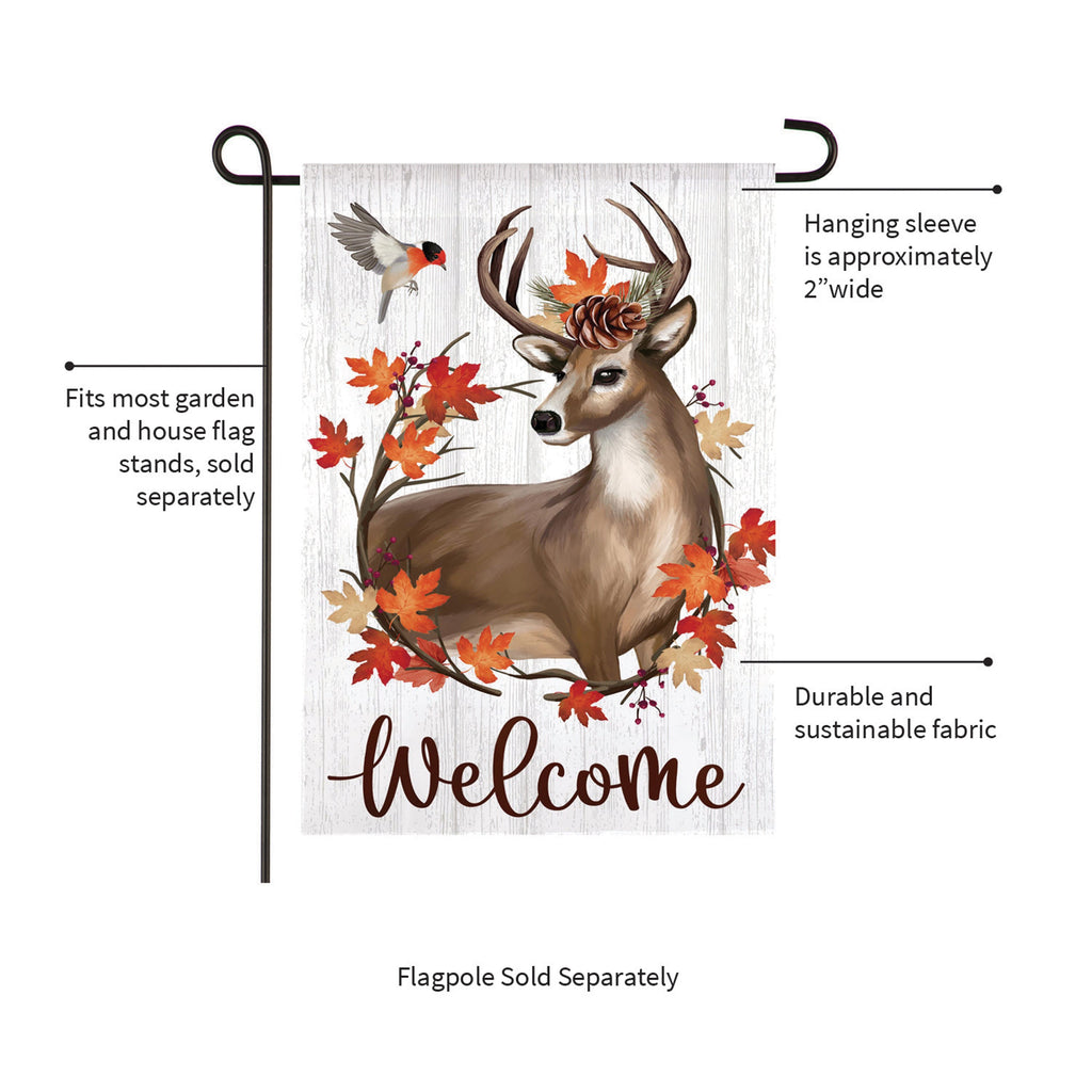 Autumn Deer Wreath Moire Garden Flag