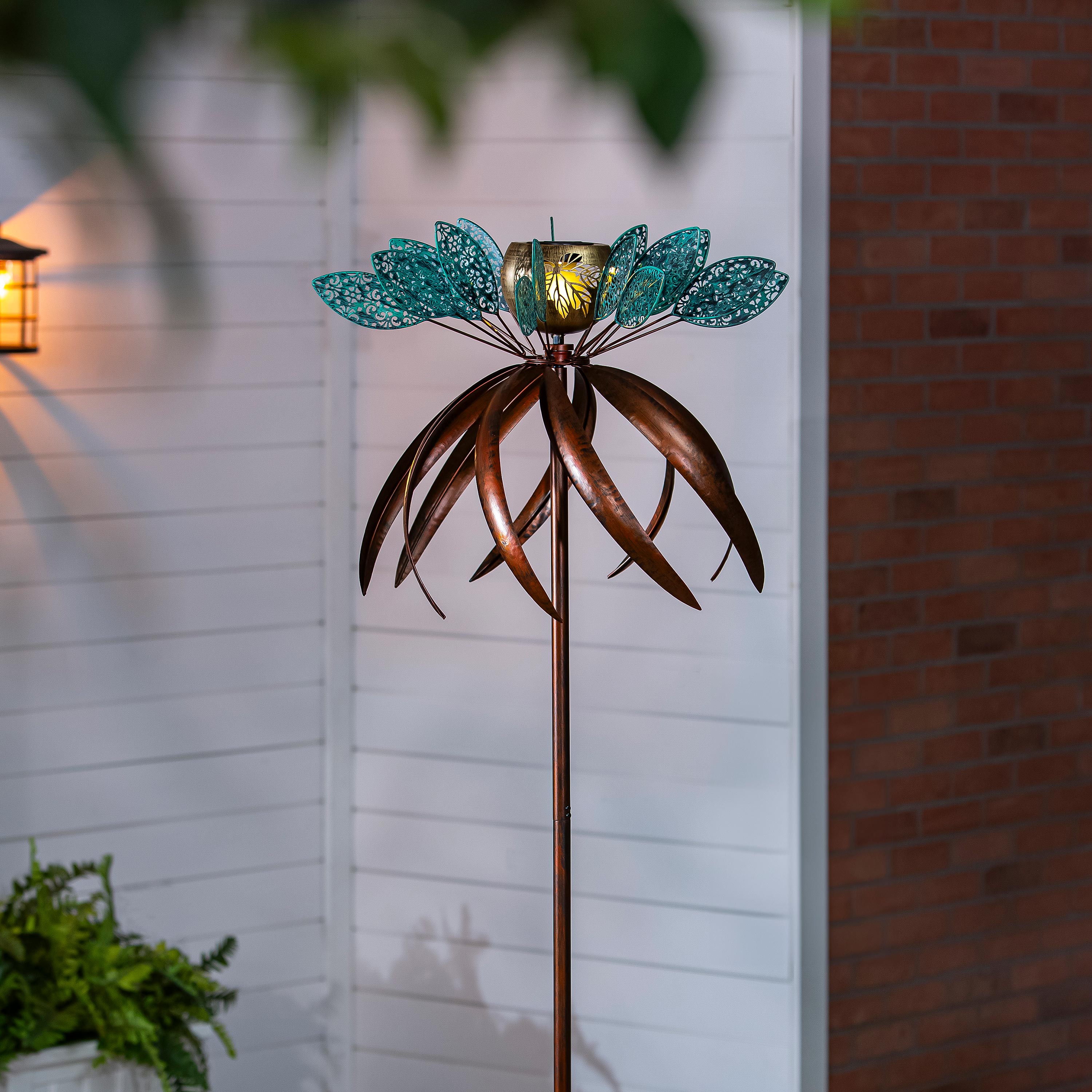Solar Metal Wind Spinner, Fairy Flower, 75"H