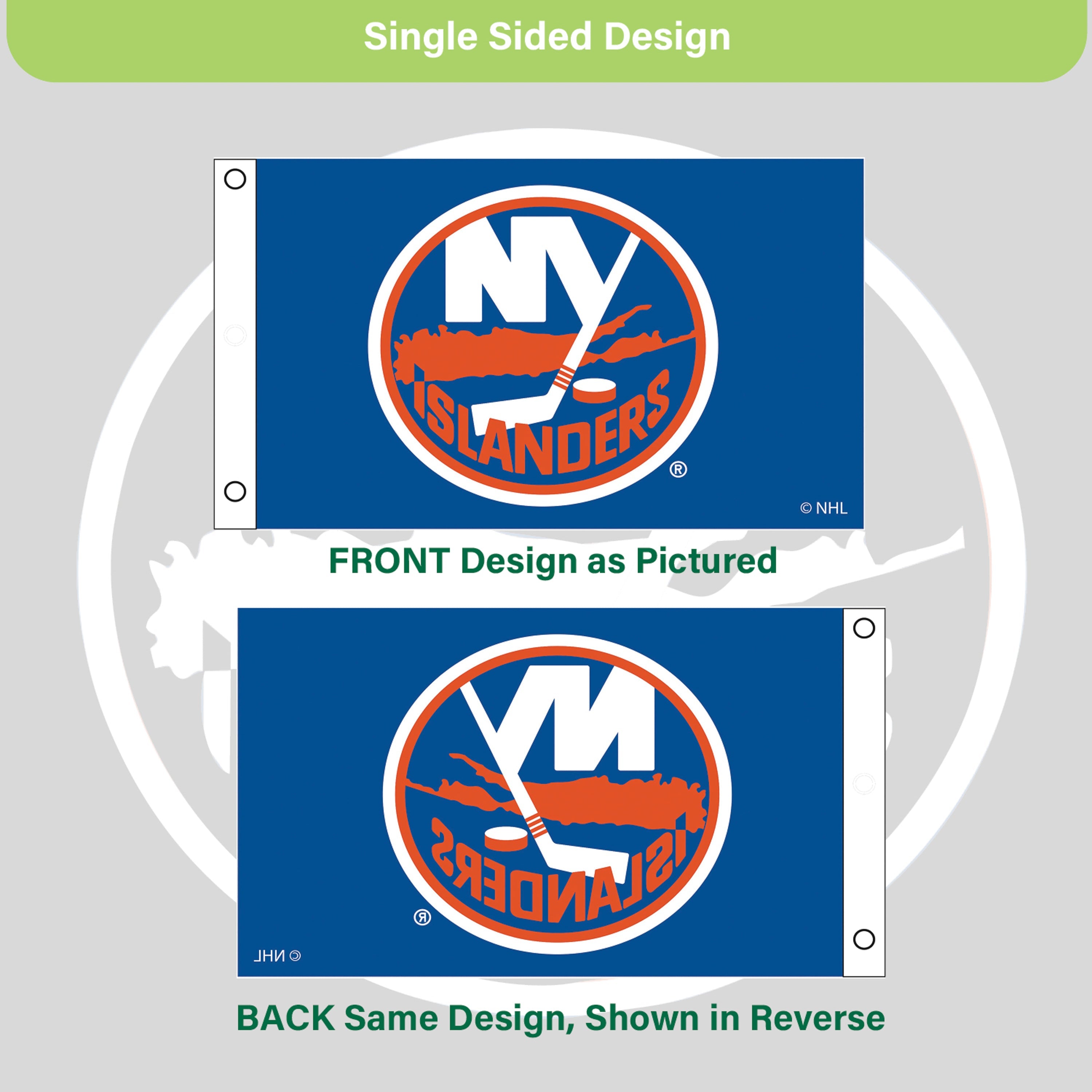 New York Islanders Single Sided Flag w/ 2 Grommets, 3'x5'