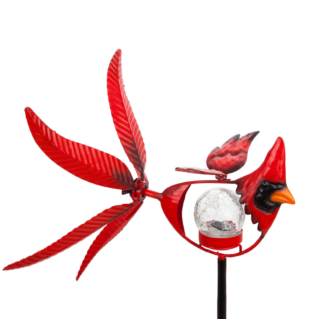 Memorial Mobile, Solar Cardinal Metal Wind Spinner with Glass Orb