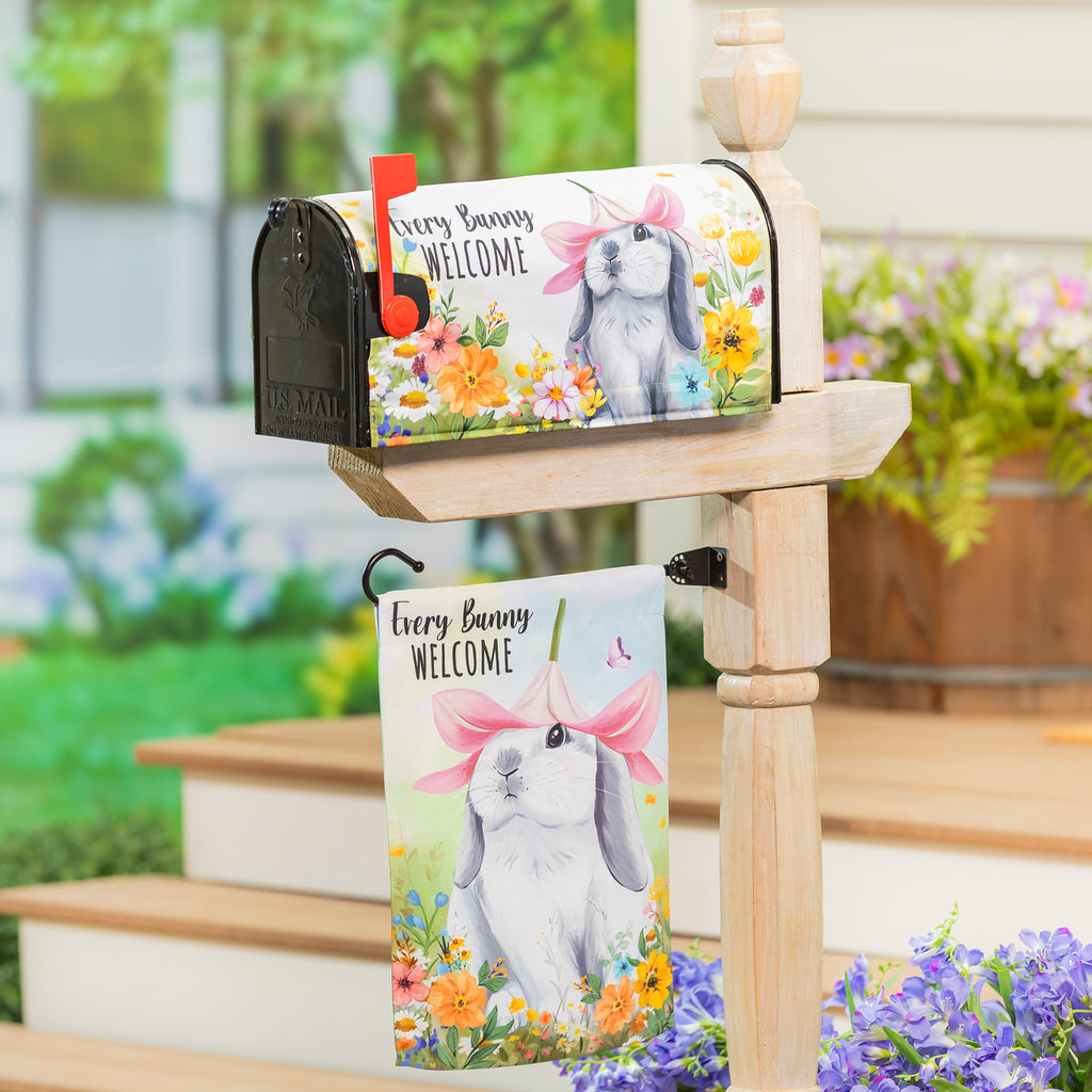 Hop Into Spring Flower Time Suede Garden Flag