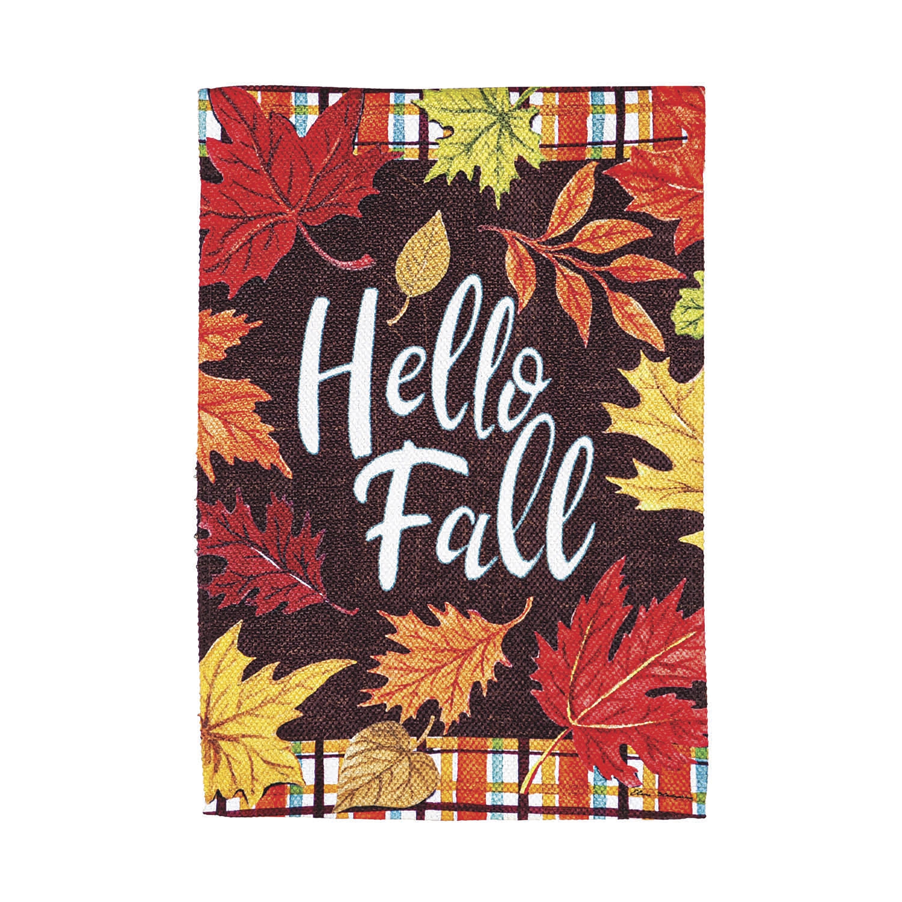 Plaid Hello Fall Garden Textured Suede