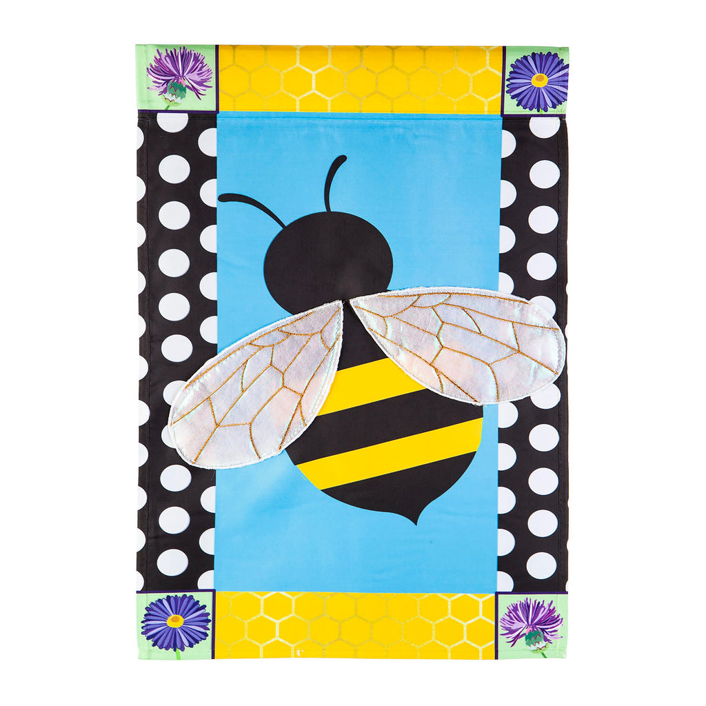 Bee with a Border Garden Applique Flag