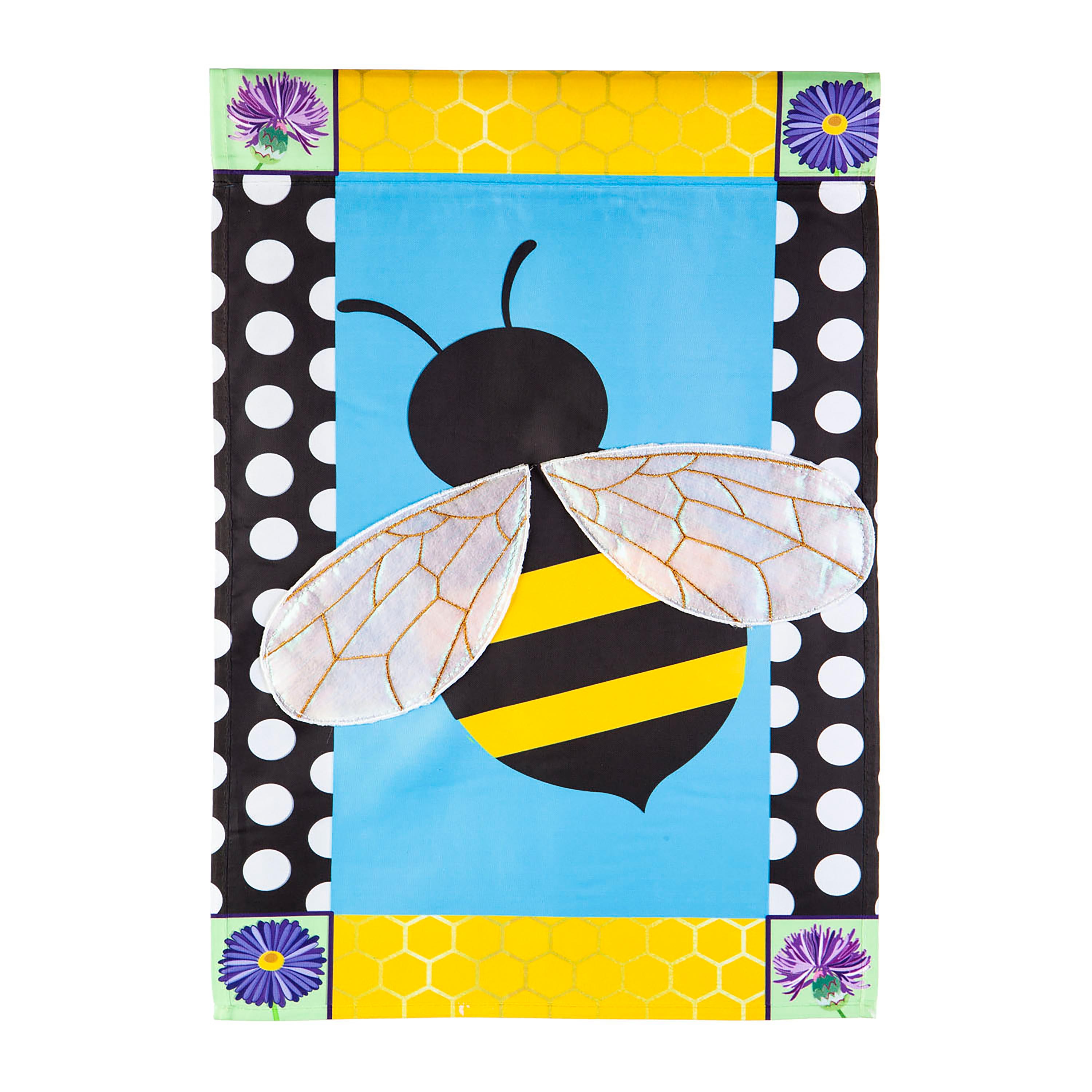 Bee with a Border Garden Applique Flag