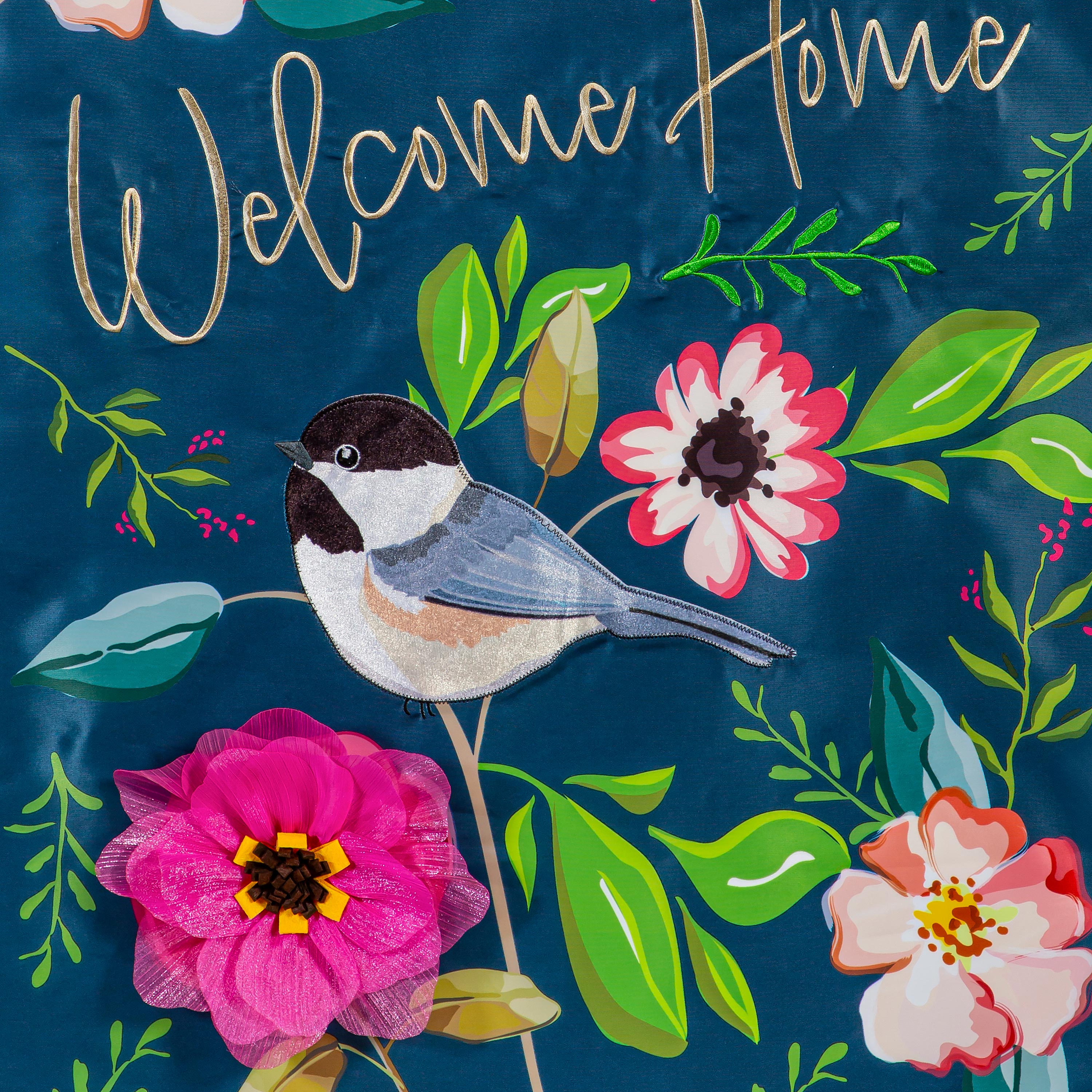 Welcome Home Songbirds Applique House Flag