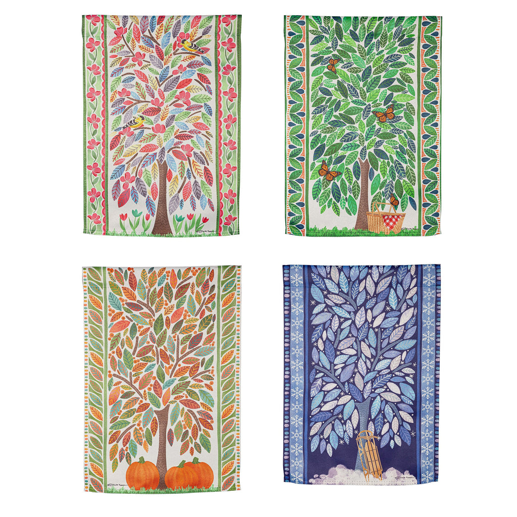4 Season Trees Suede Garden Flag, Set of 4