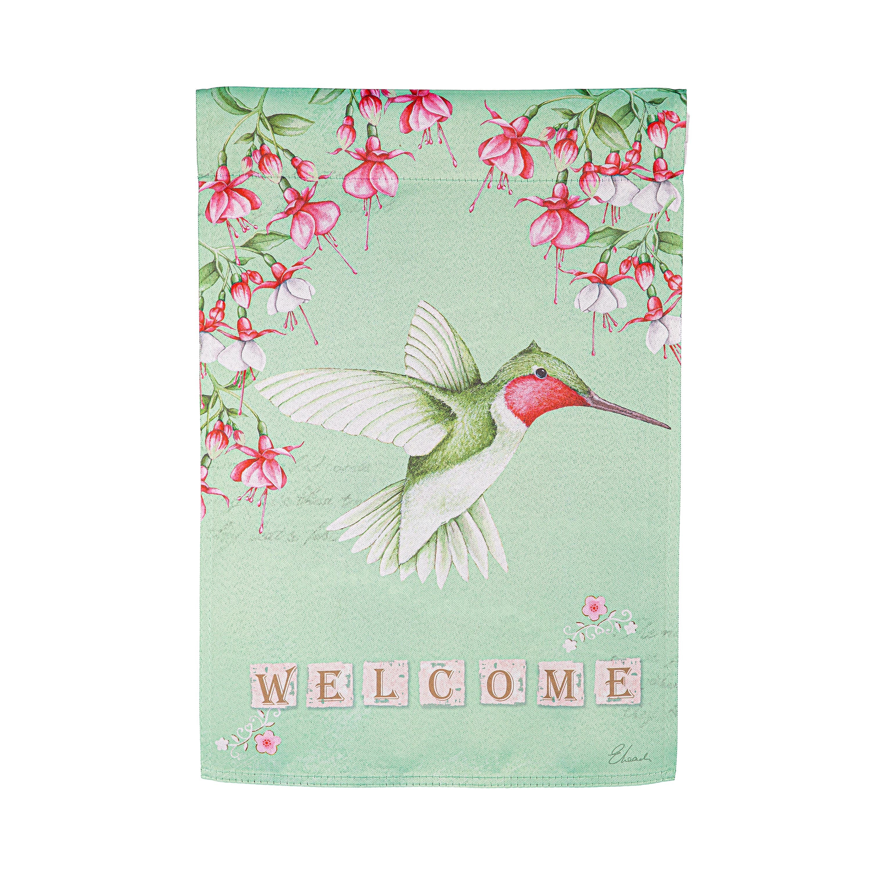 Beautiful Hummingbird Suede Garden Flag