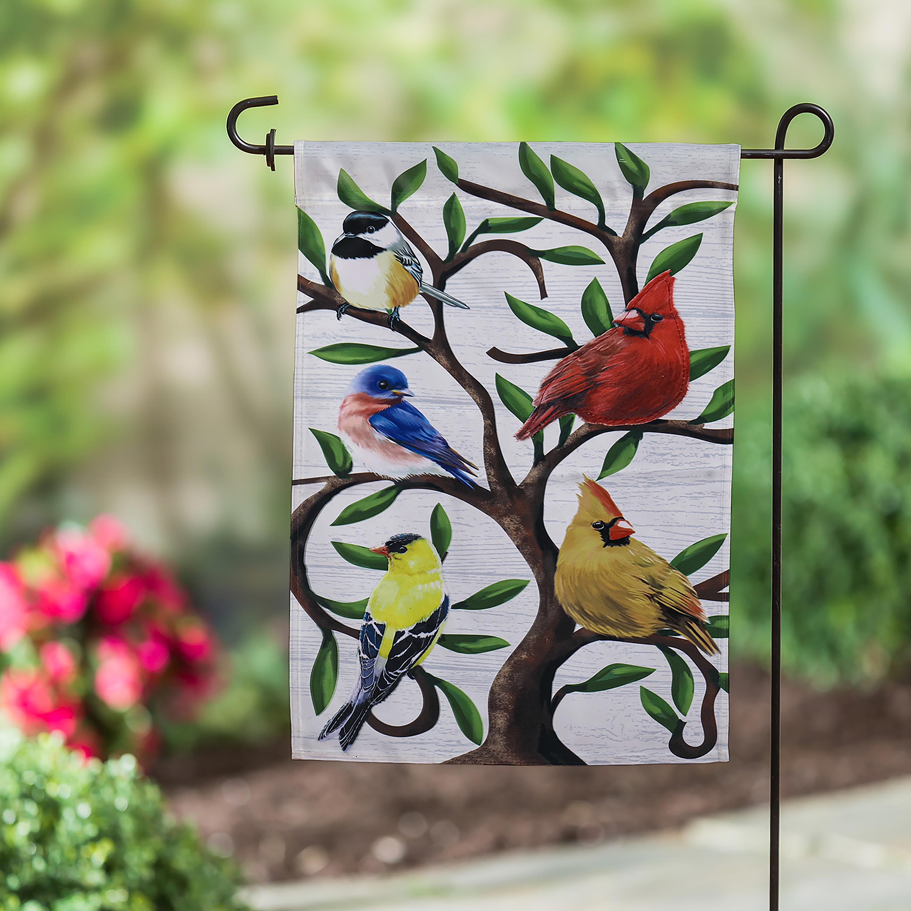 Songbirds in Tree of Life Trelis Garden Applique Flag