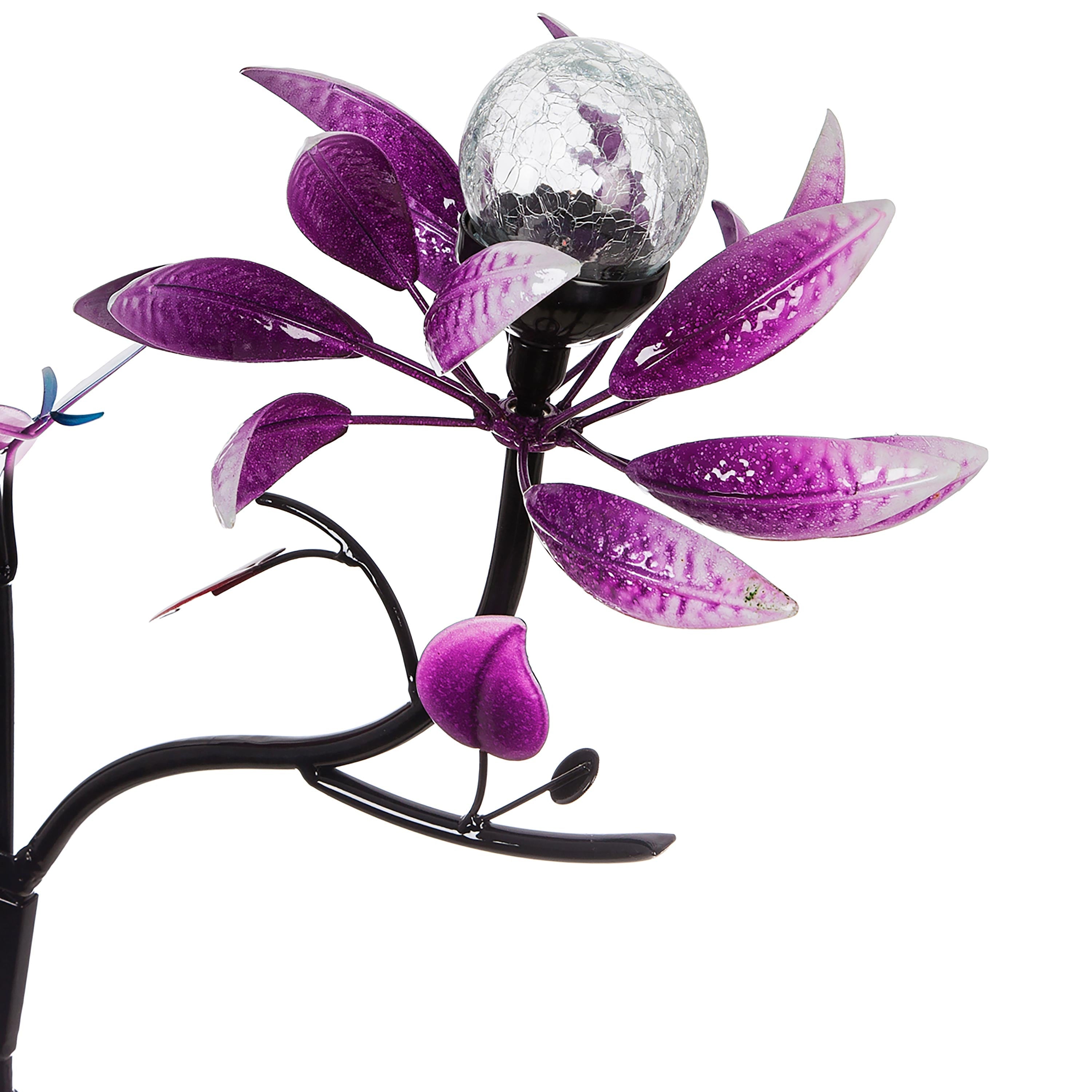 92"H Solar Wind Spinner, Spinning Flowers
