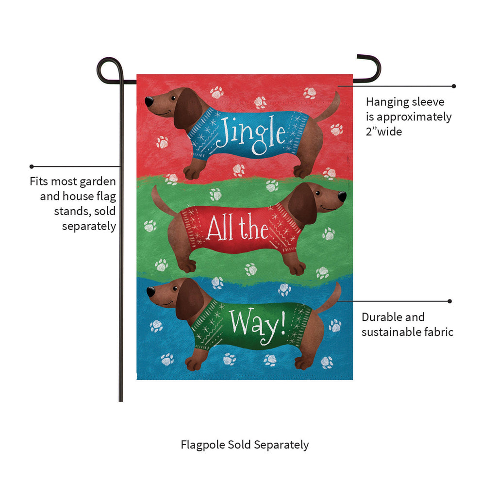 Jingle All The Way Dachshund Suede Garden Flag