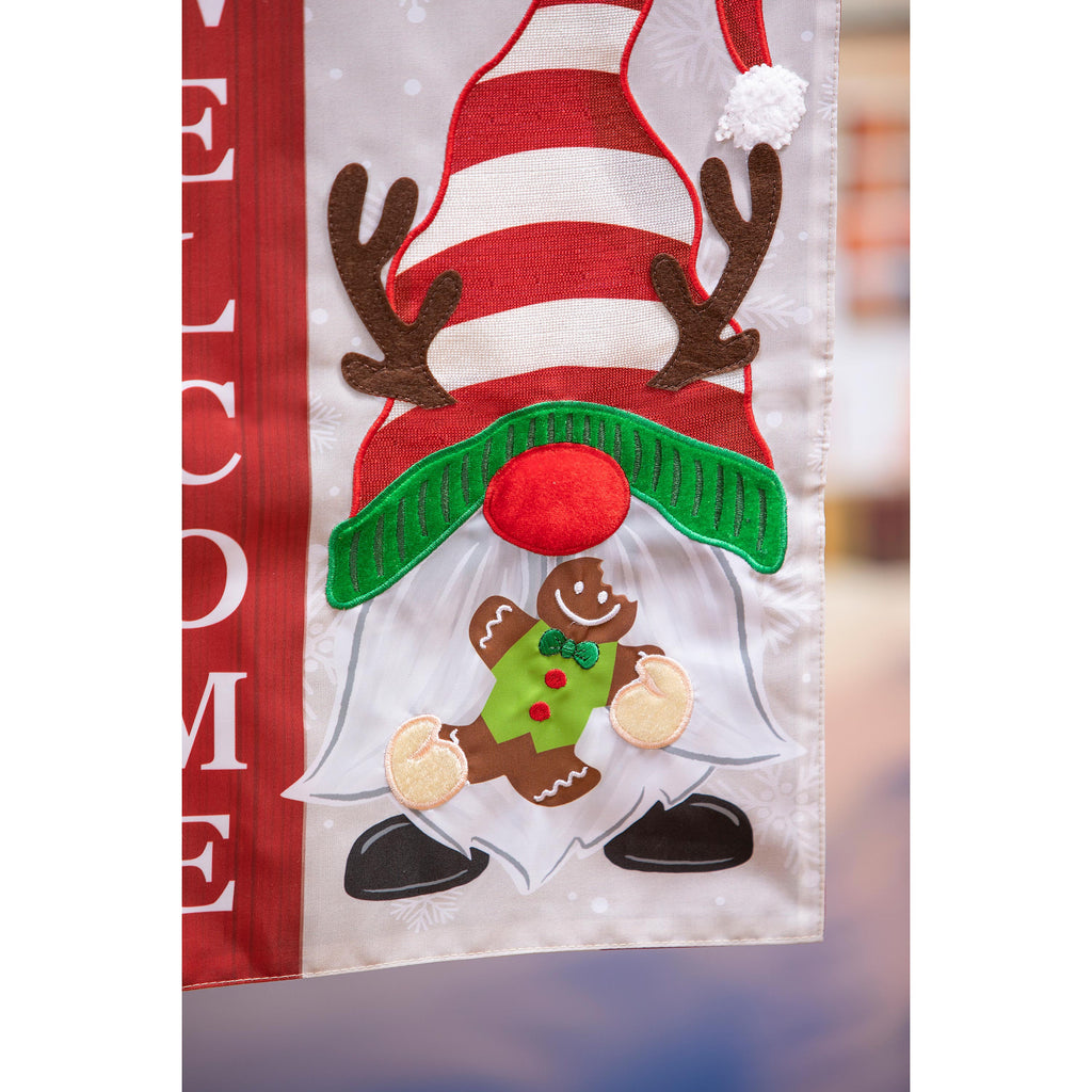 Holiday Gnome Applique Garden Flag