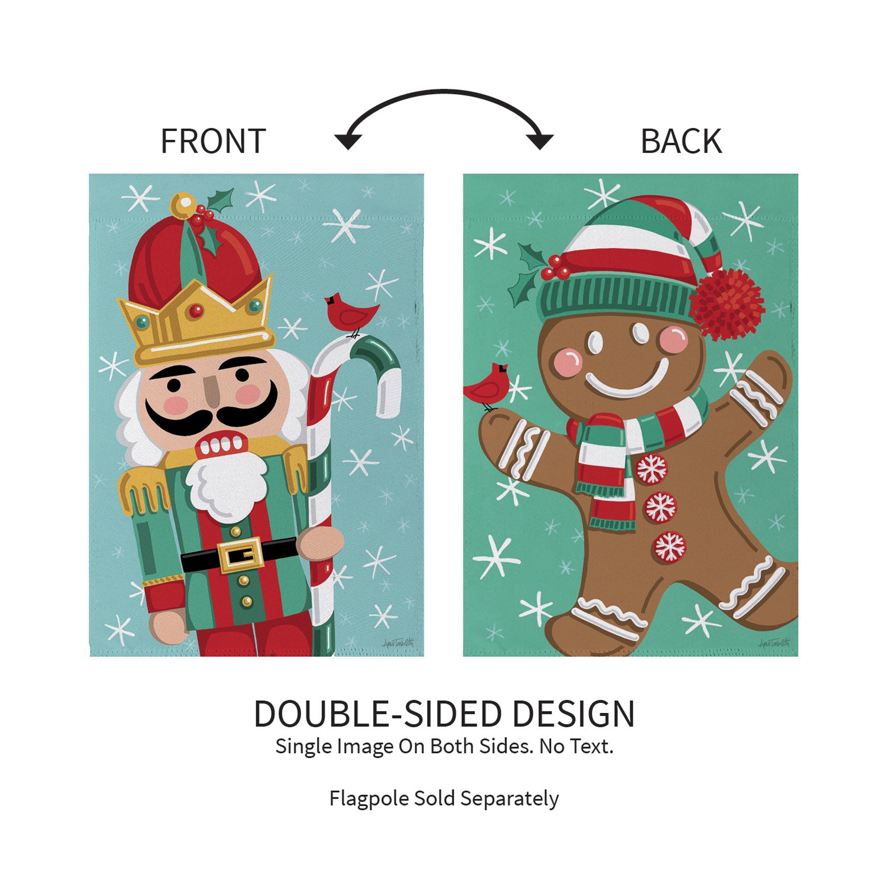 Christmas Icons Reversible Suede Garden Flag