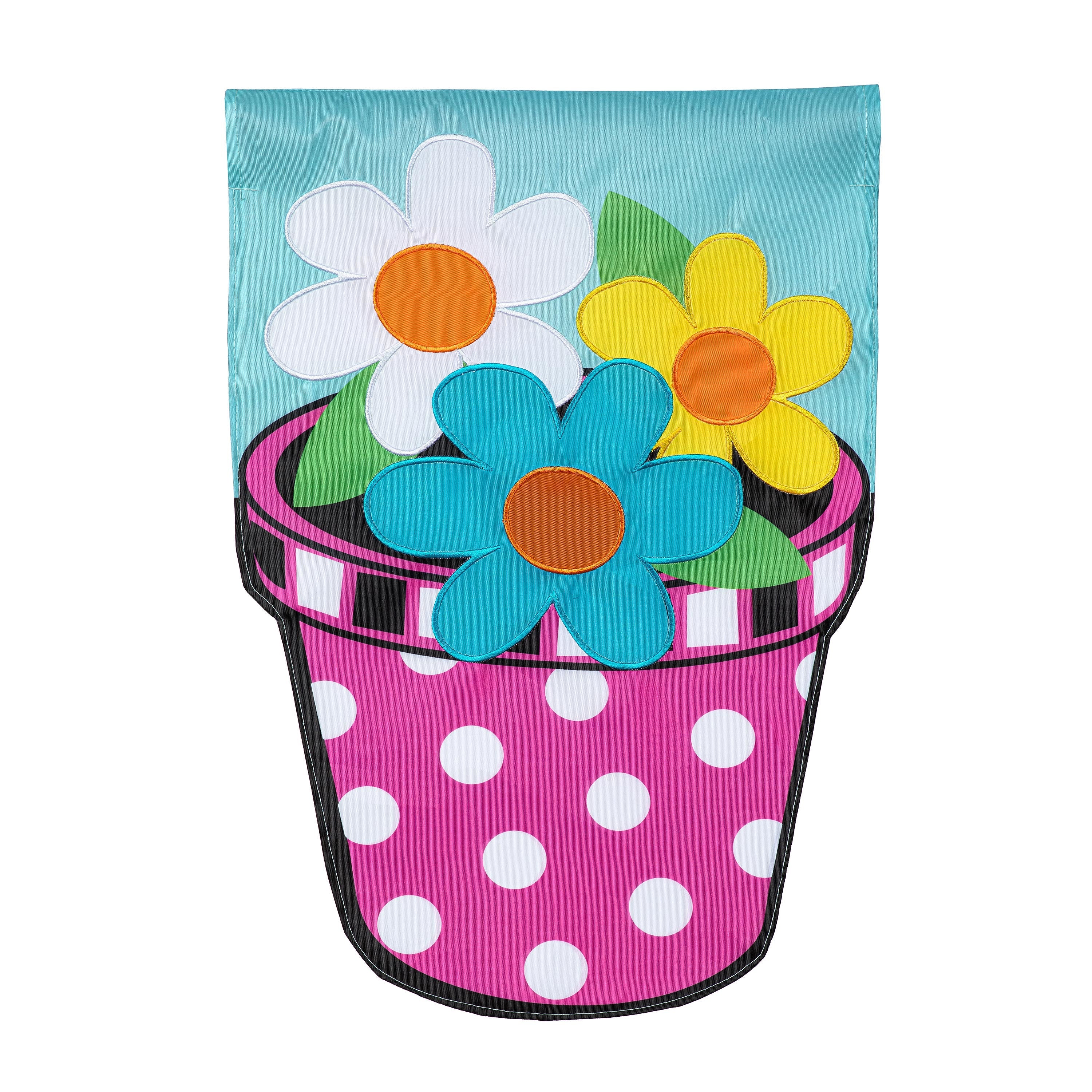 Pink Dot Flower Basic Applique Garden Flag