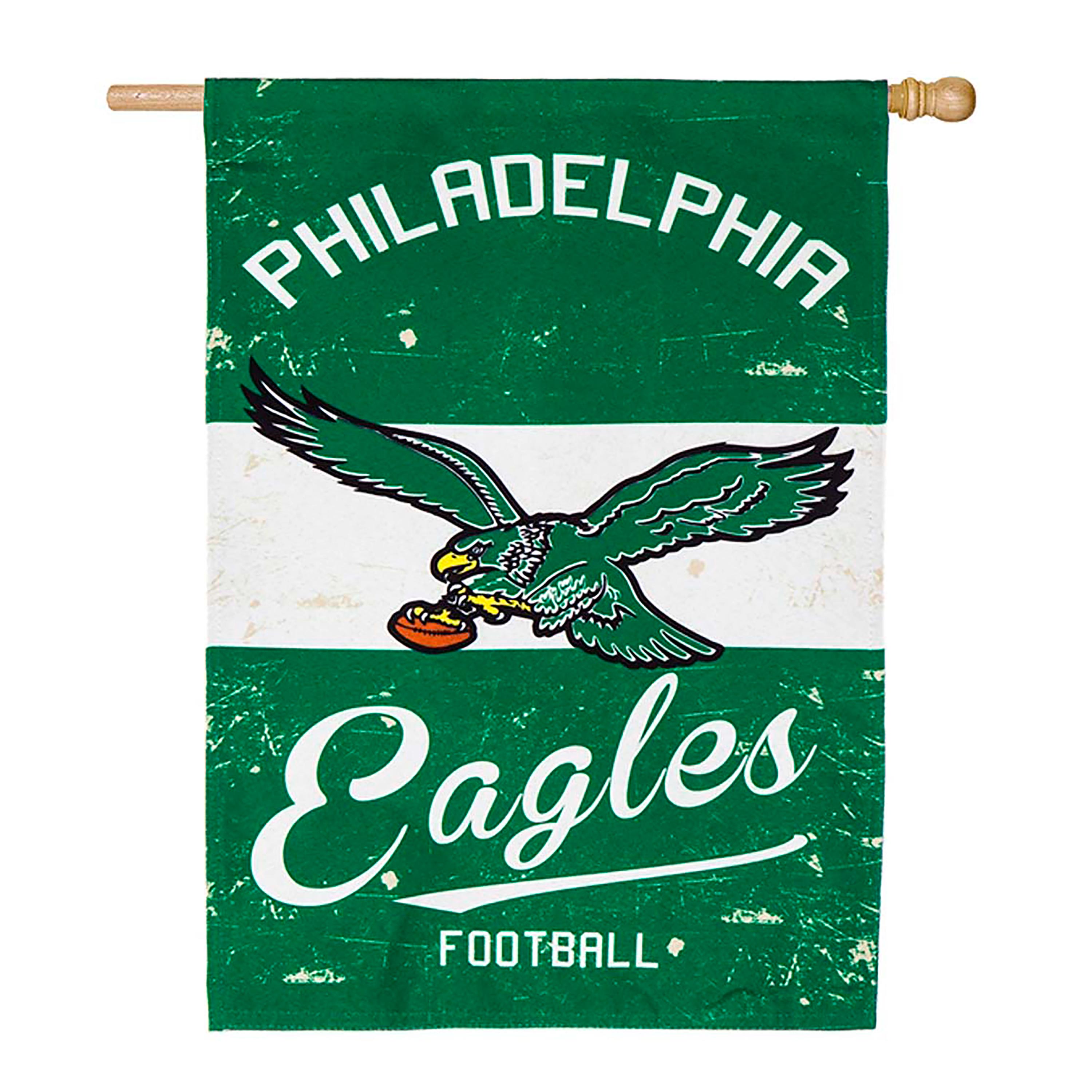 Double-Sided Vintage Graphic NFL Team Pride Linen House Flag, Philadelphia Eagles