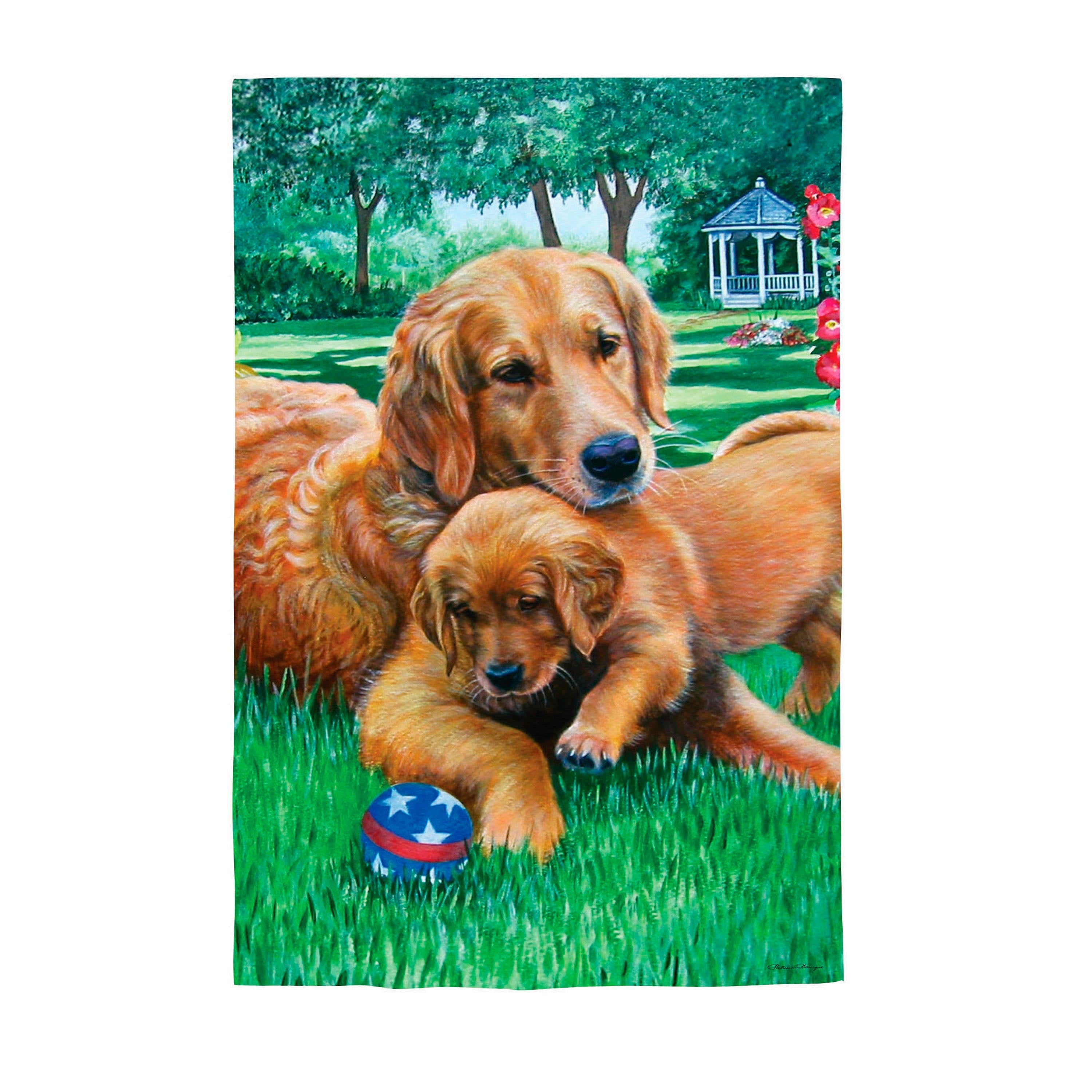 Mom and Pup Suede Garden Flag