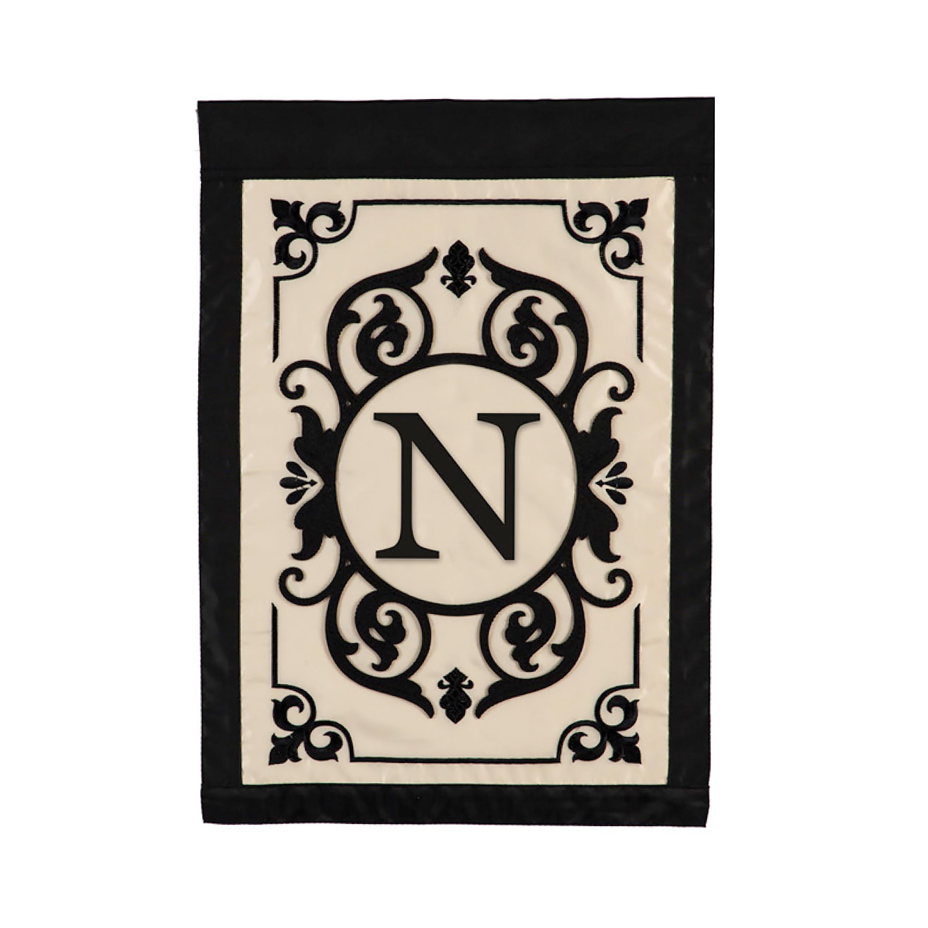 Cambridge Monogram Garden Applique Flag, Letter N
