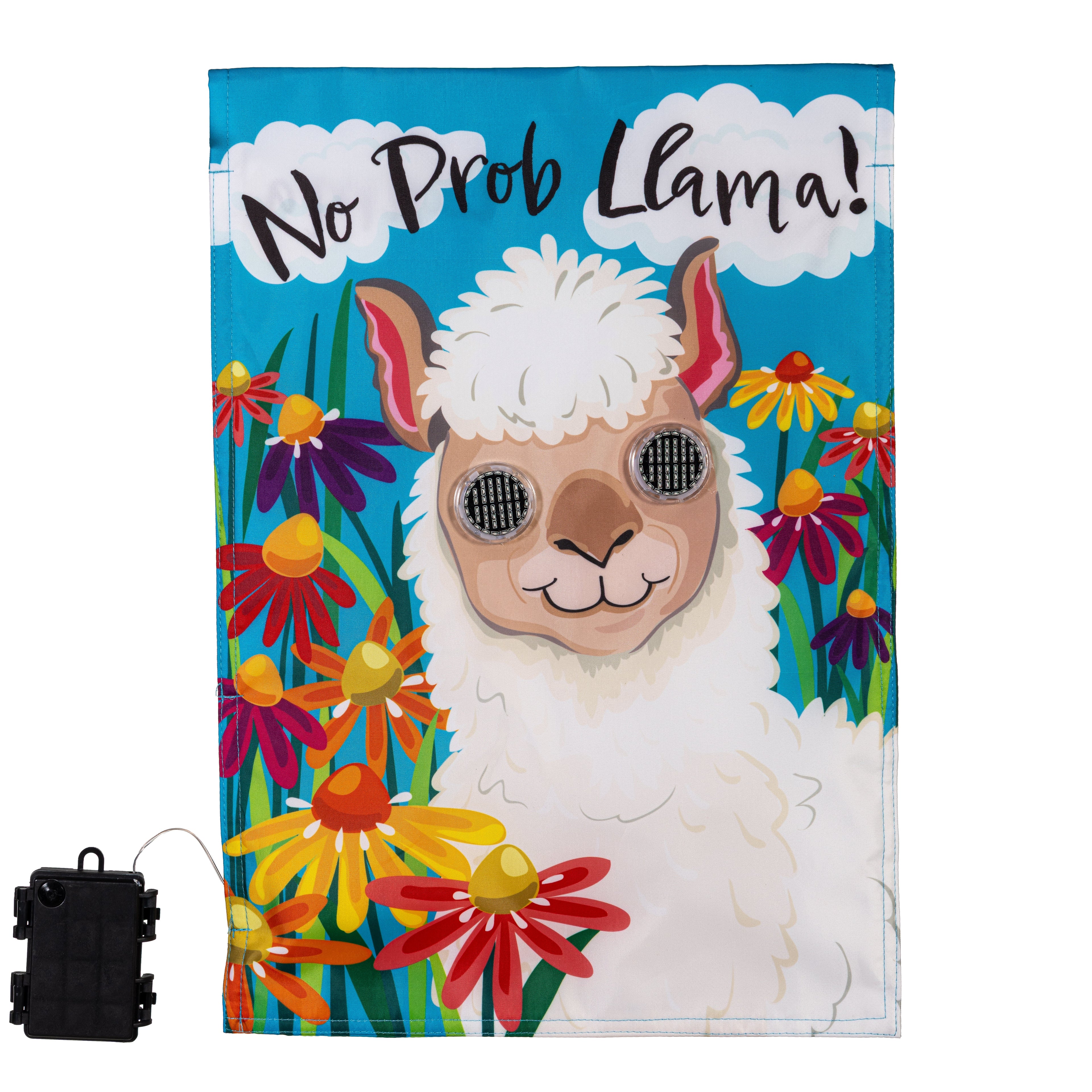 Animated No Prob Llama Applique Lighted Garden Flag