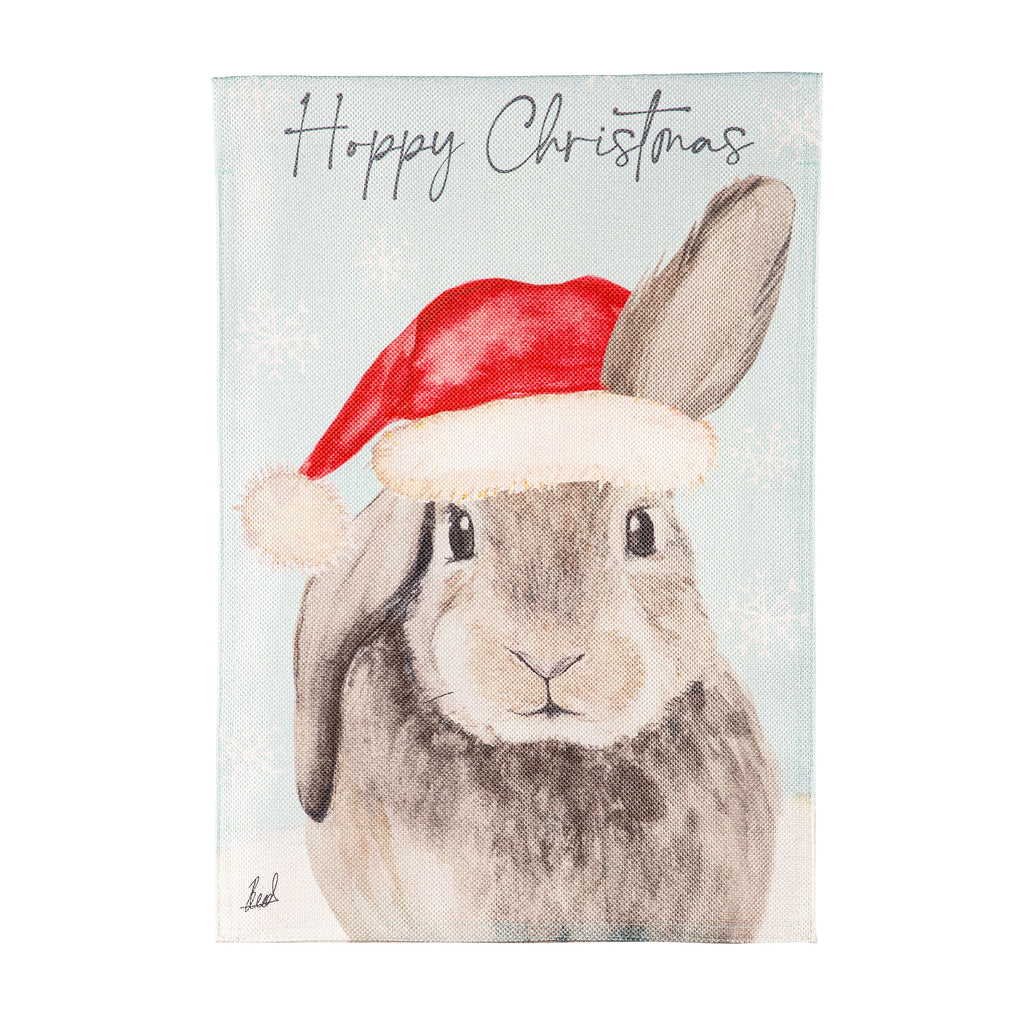 Merry Christmas Bunny Burlap Garden Flag