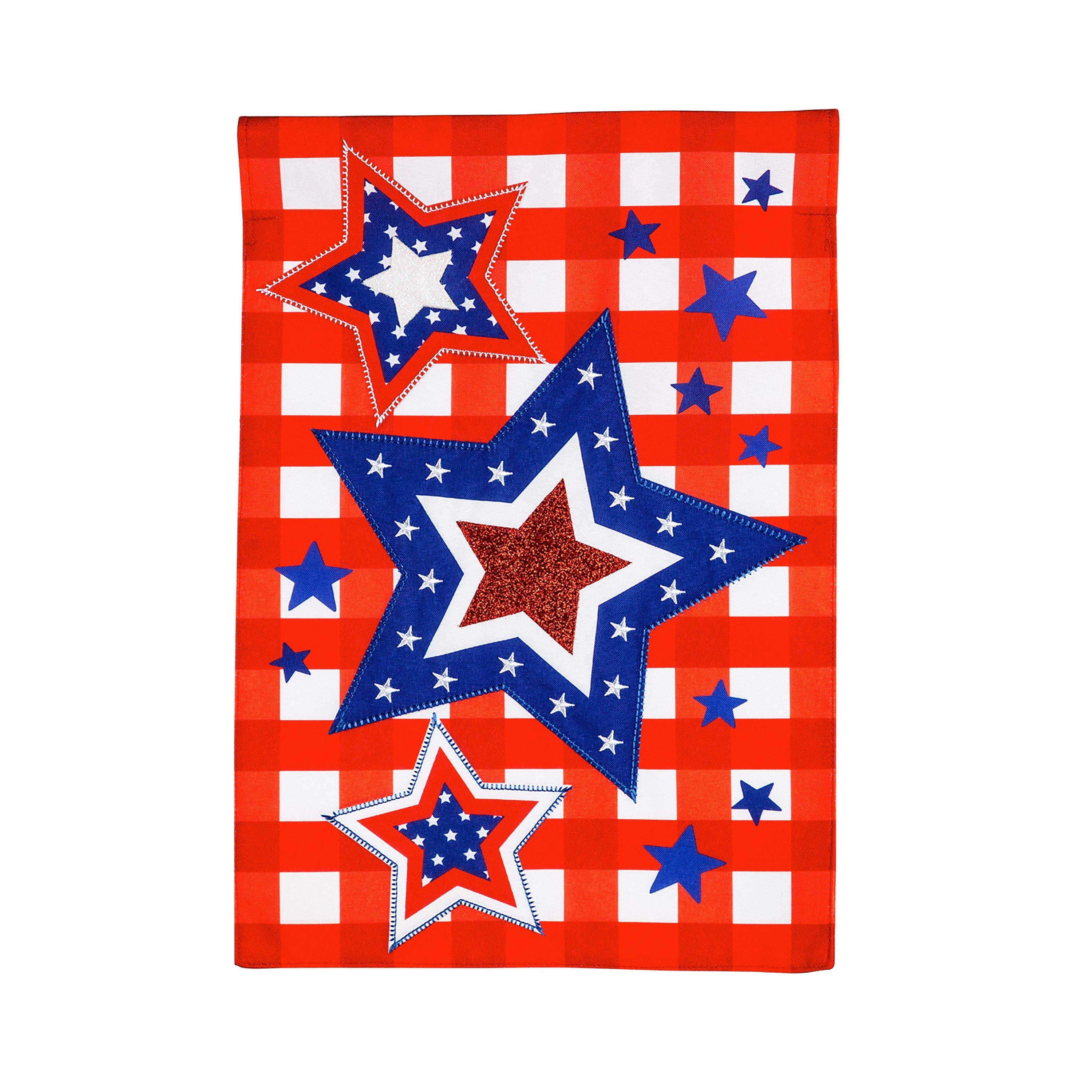 Patriotic Star Trio Garden Linen Flag
