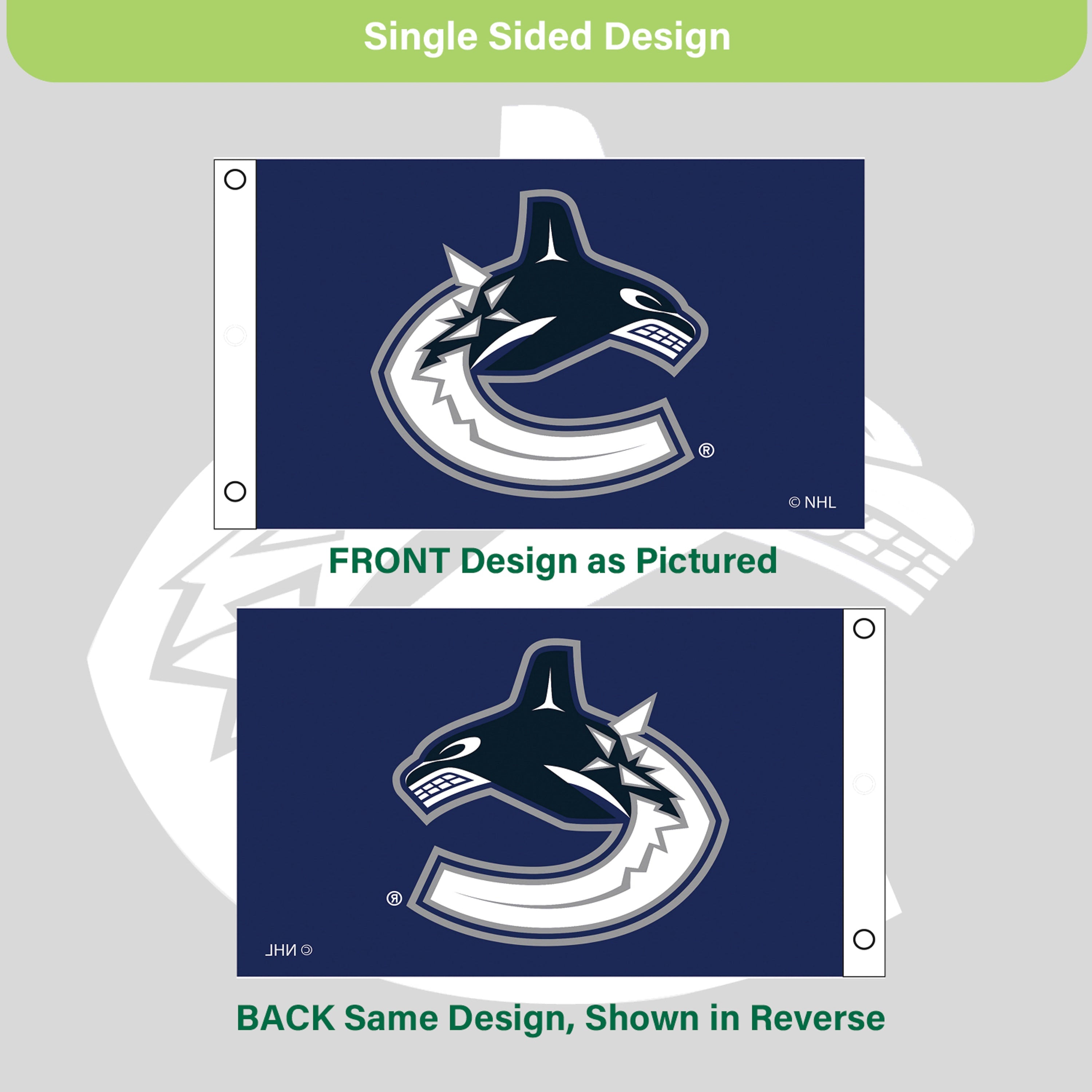 Vancouver Canucks Single Sided Flag w/ 2 Grommets, 3'x5'