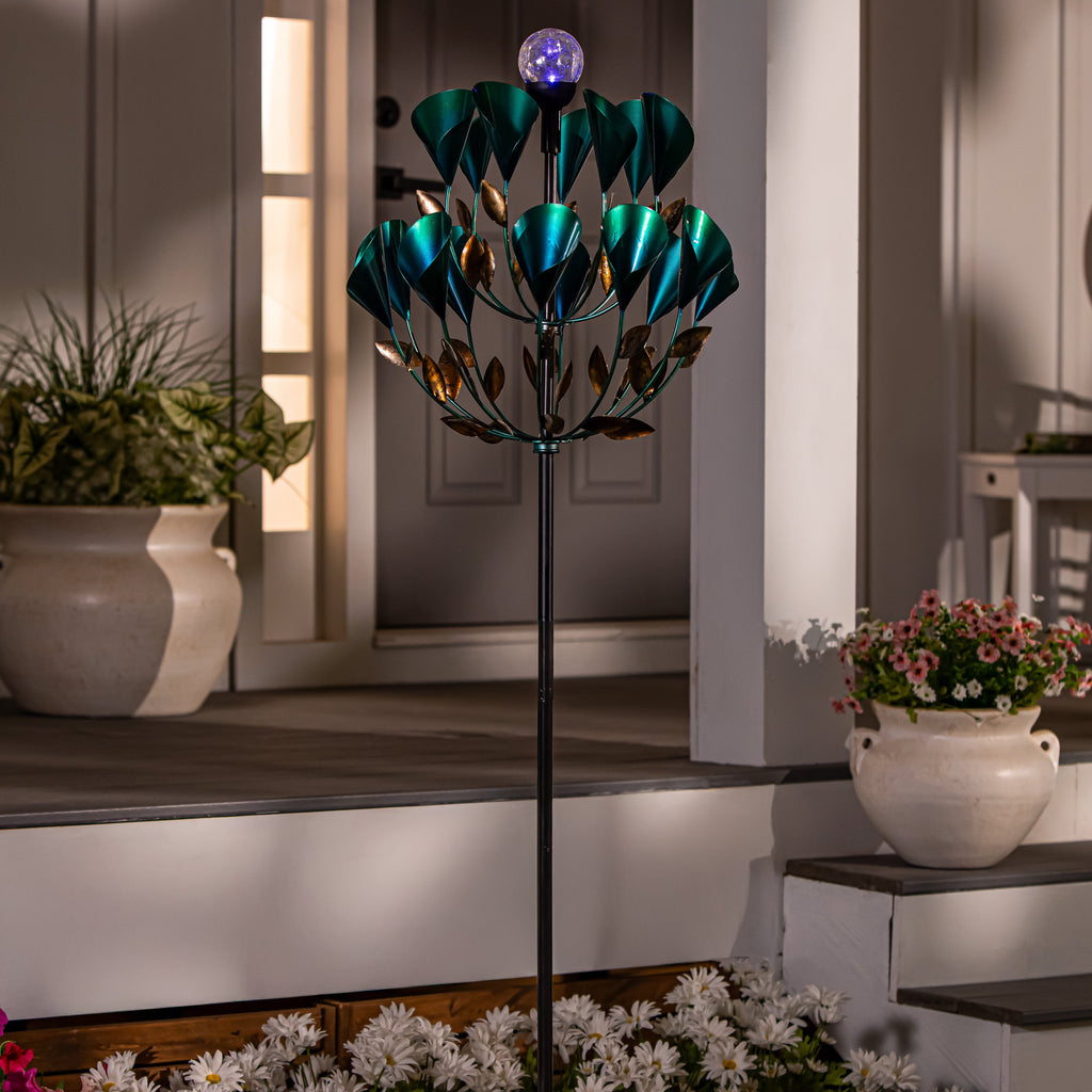 Solar Metal Wind Spinner, Calla Lily, 74"H