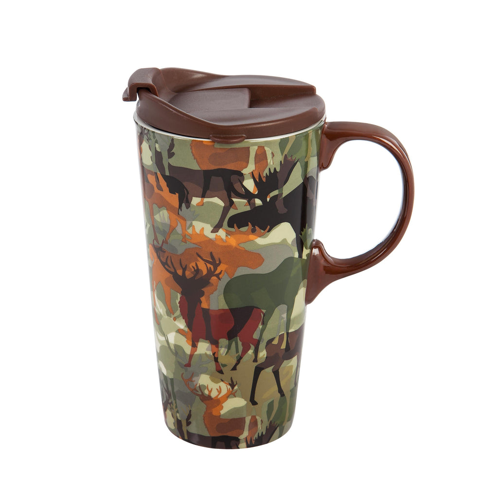 Harvest Blossom Ceramic Travel Cup, 17 OZ. ,w/box, Woodland Camouflage