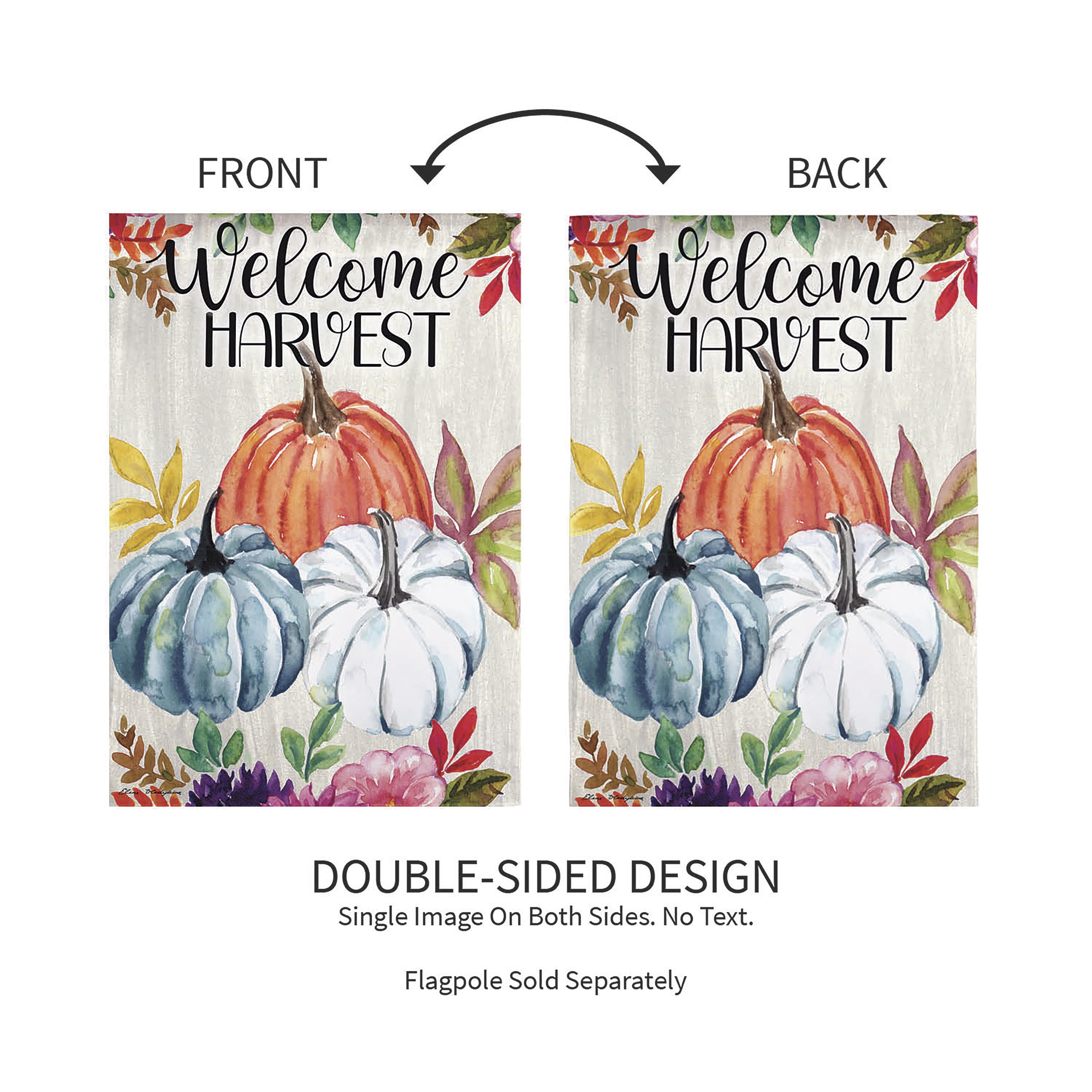 Welcome Harvest Suede Garden Flag