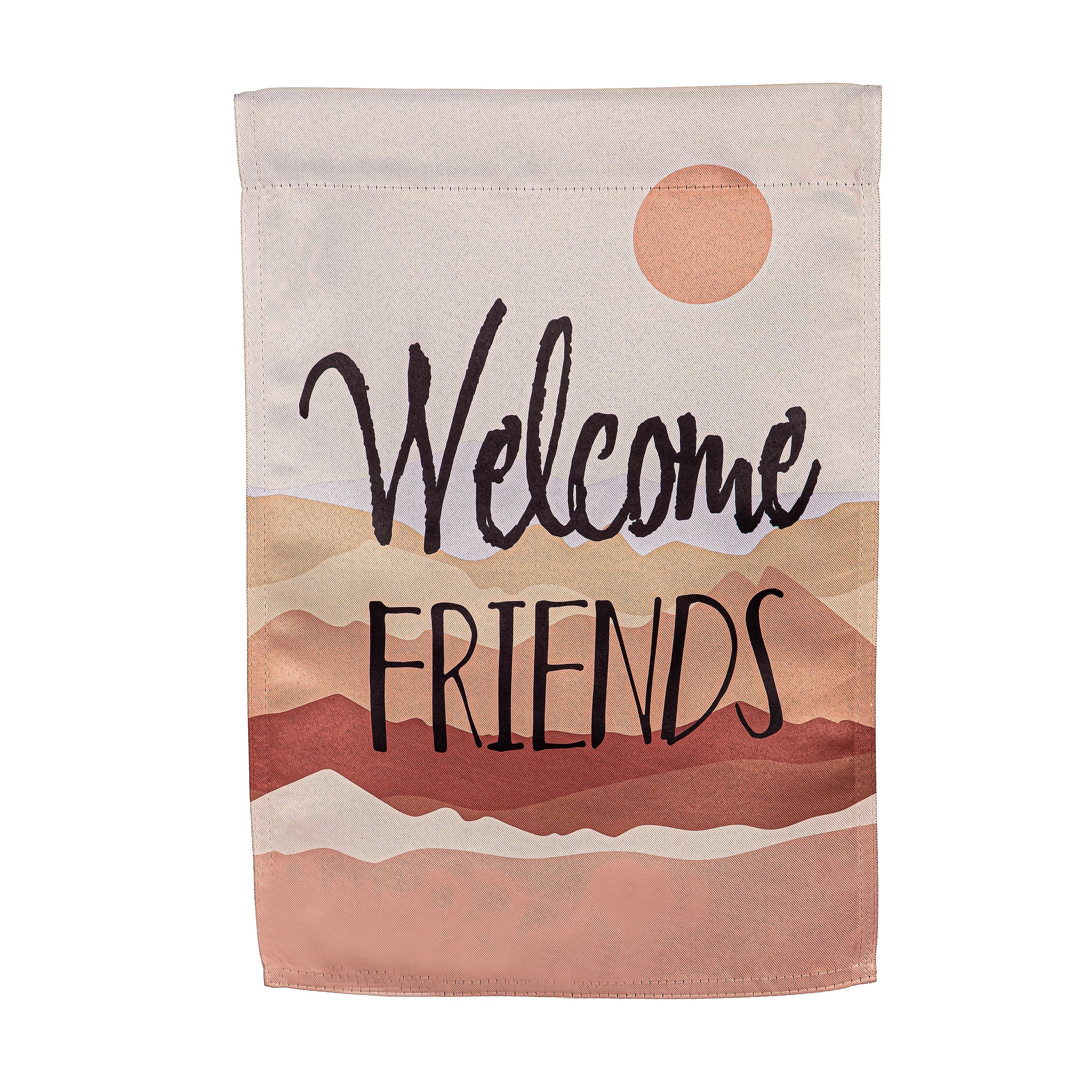 Friends Welcome Suede Garden Flag