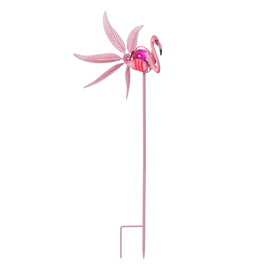 36"H Solar Flamingo Staked Wind Spinner