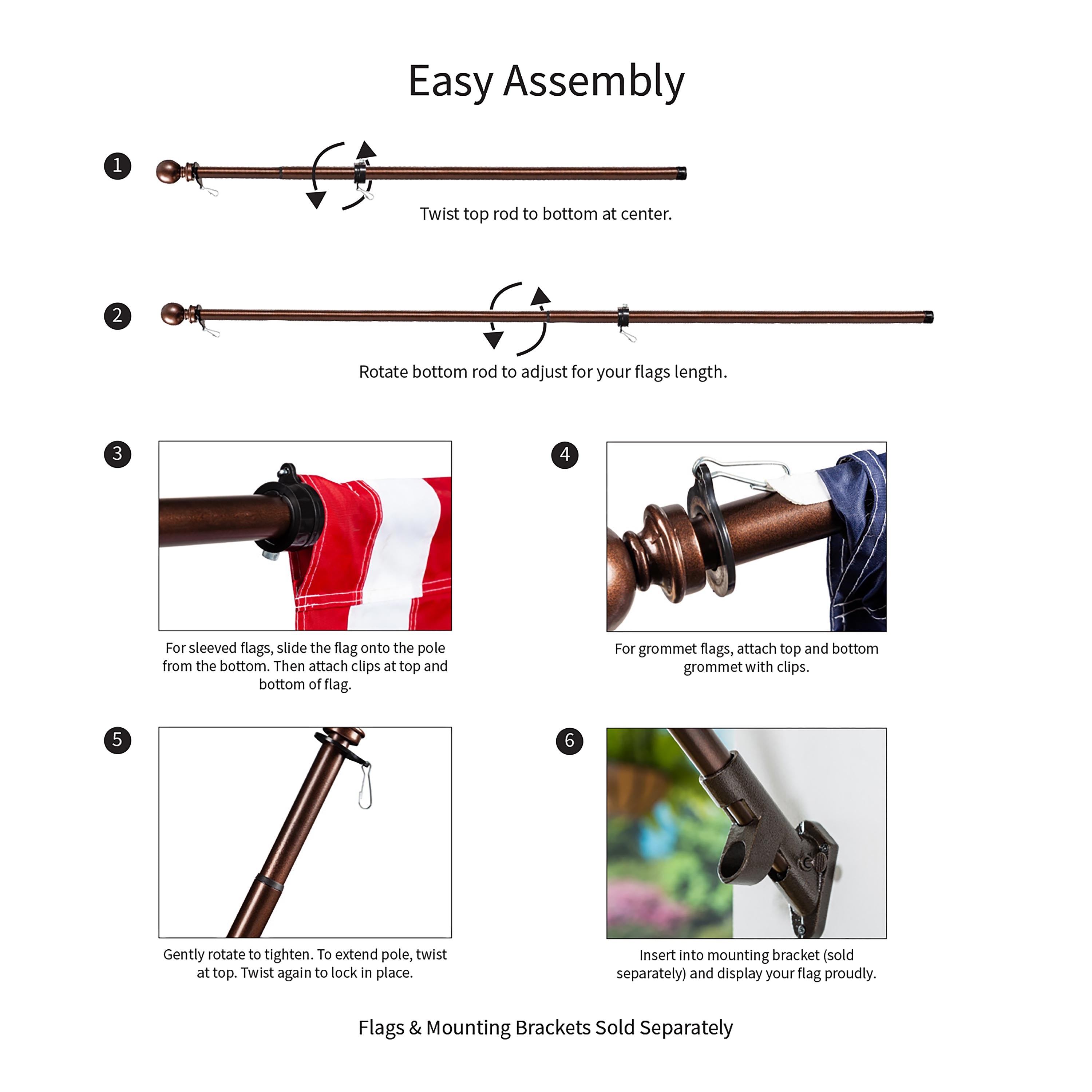 Extendable Metal House Flag Pole
