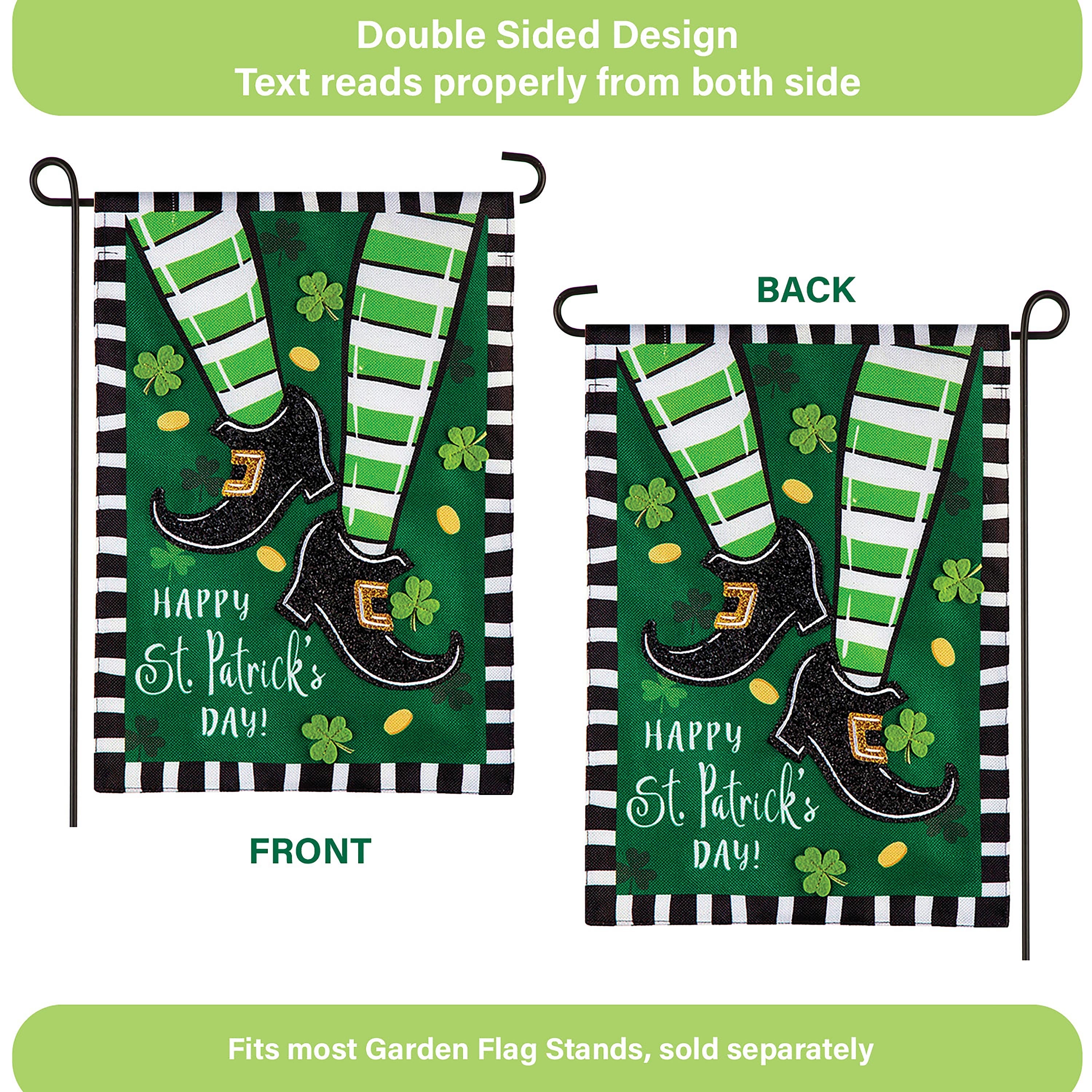 Dancing St. Patrick's Day Garden Burlap Flag
