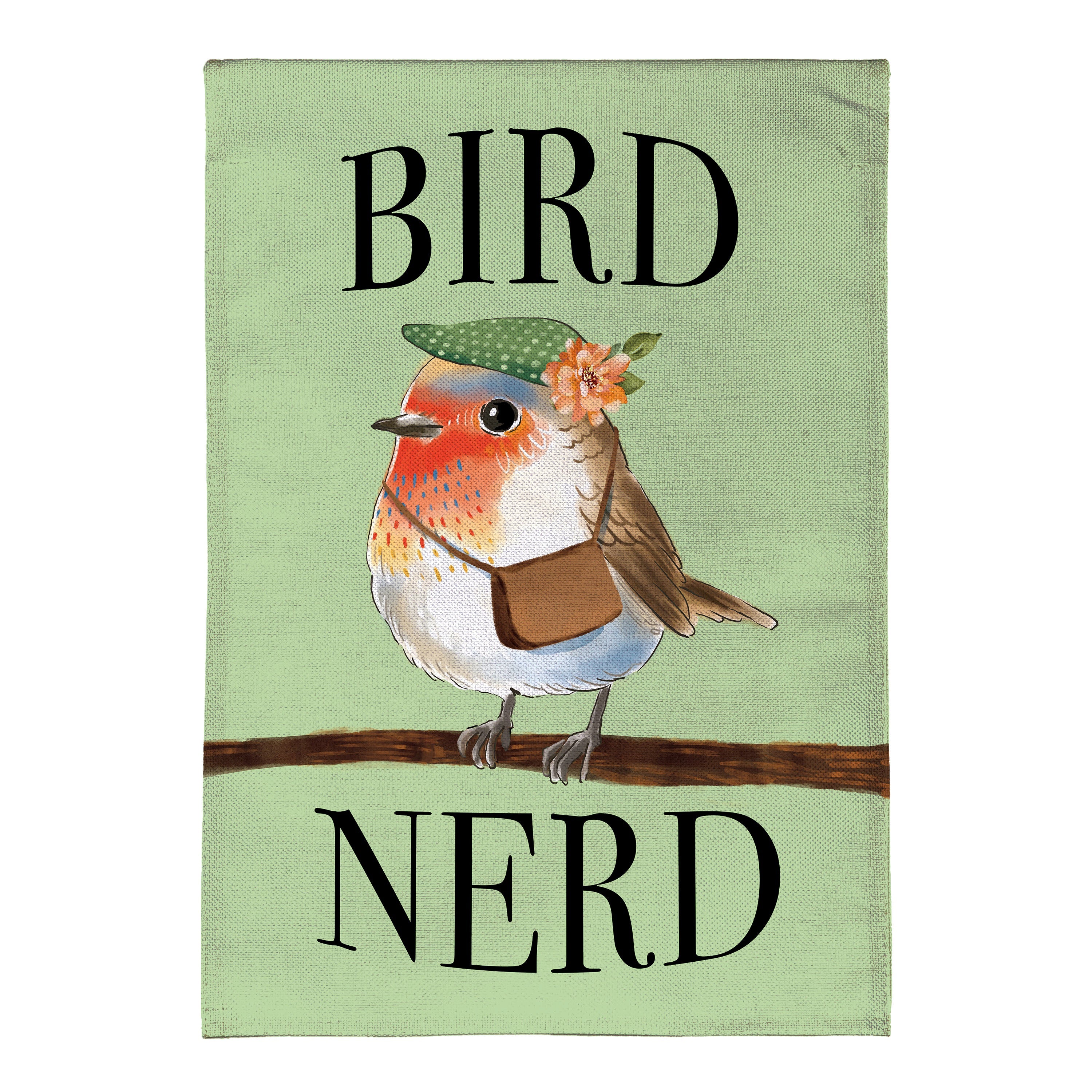 Cute Bird Nerd Burlap Garden Flag
