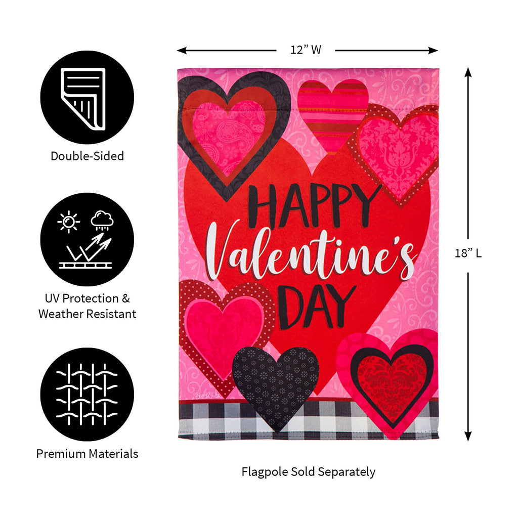 Patterned Valentine's Hearts Garden Suede Flag