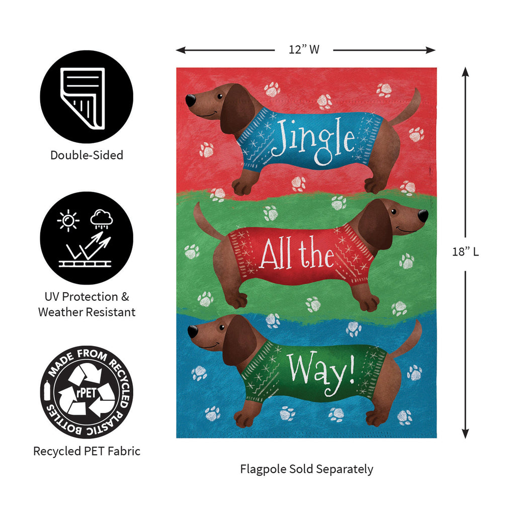 Jingle All The Way Dachshund Suede Garden Flag