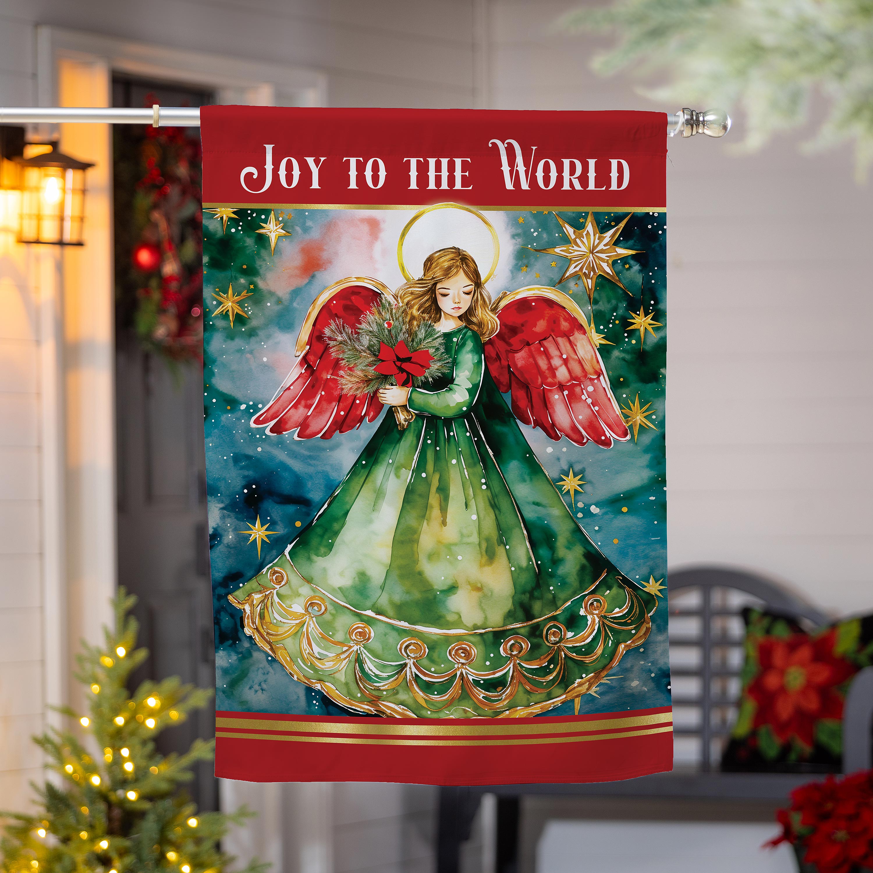Joy To The World Angel Suede House Flag