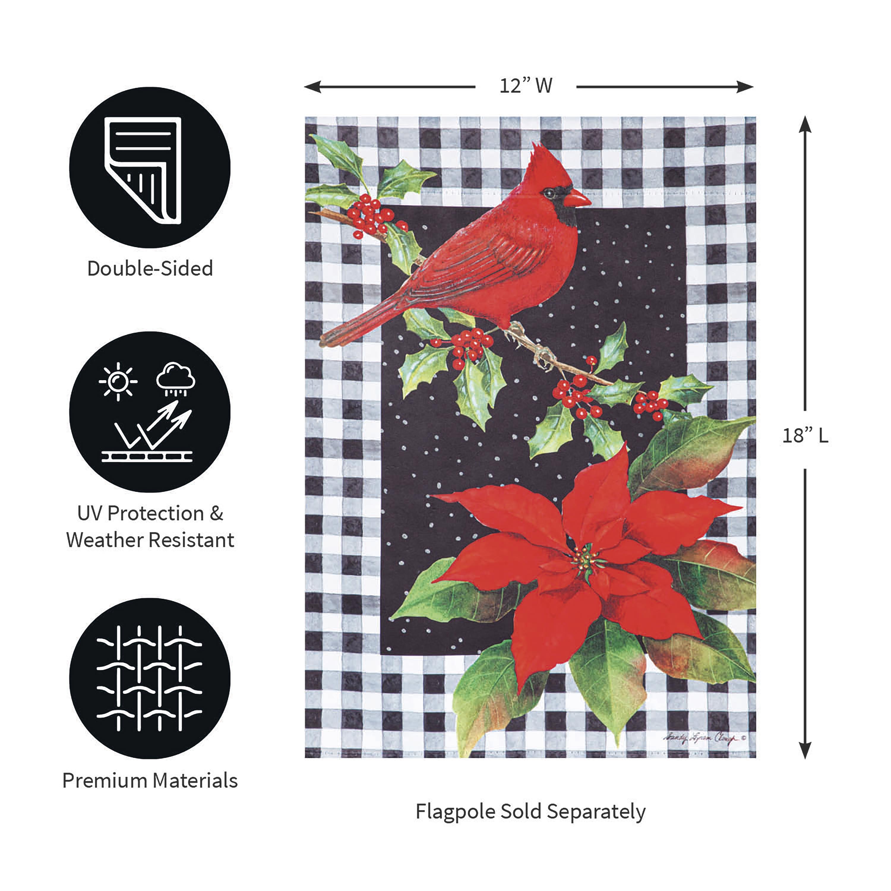Cardinal & Holly Garden Suede Flag