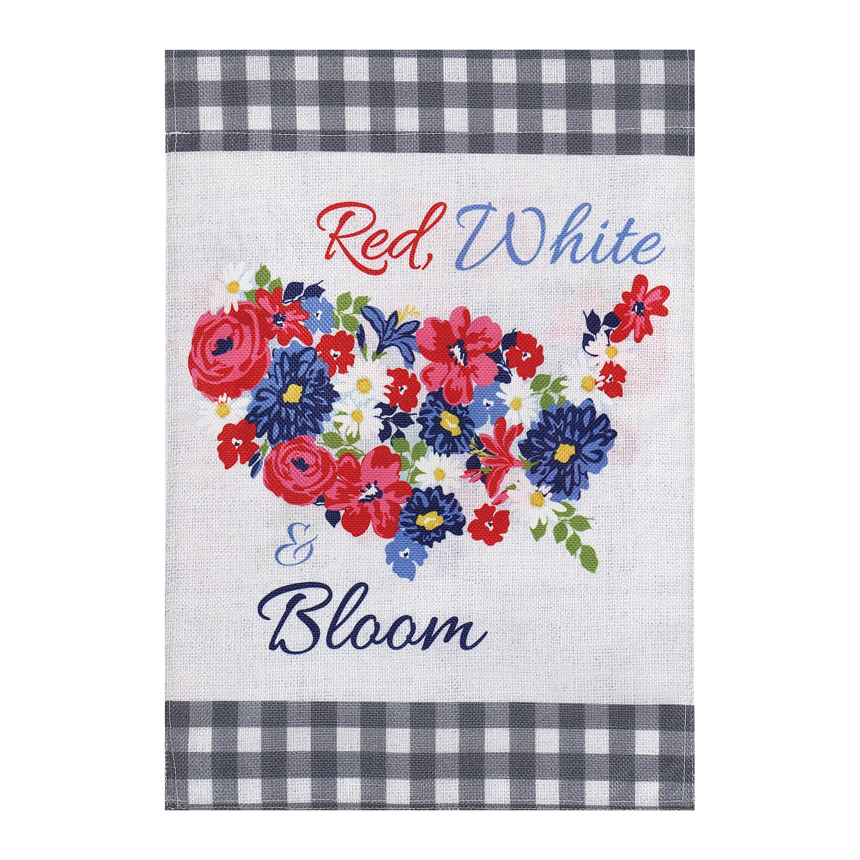 Red, White, Bloom, Garden Burlap Flag