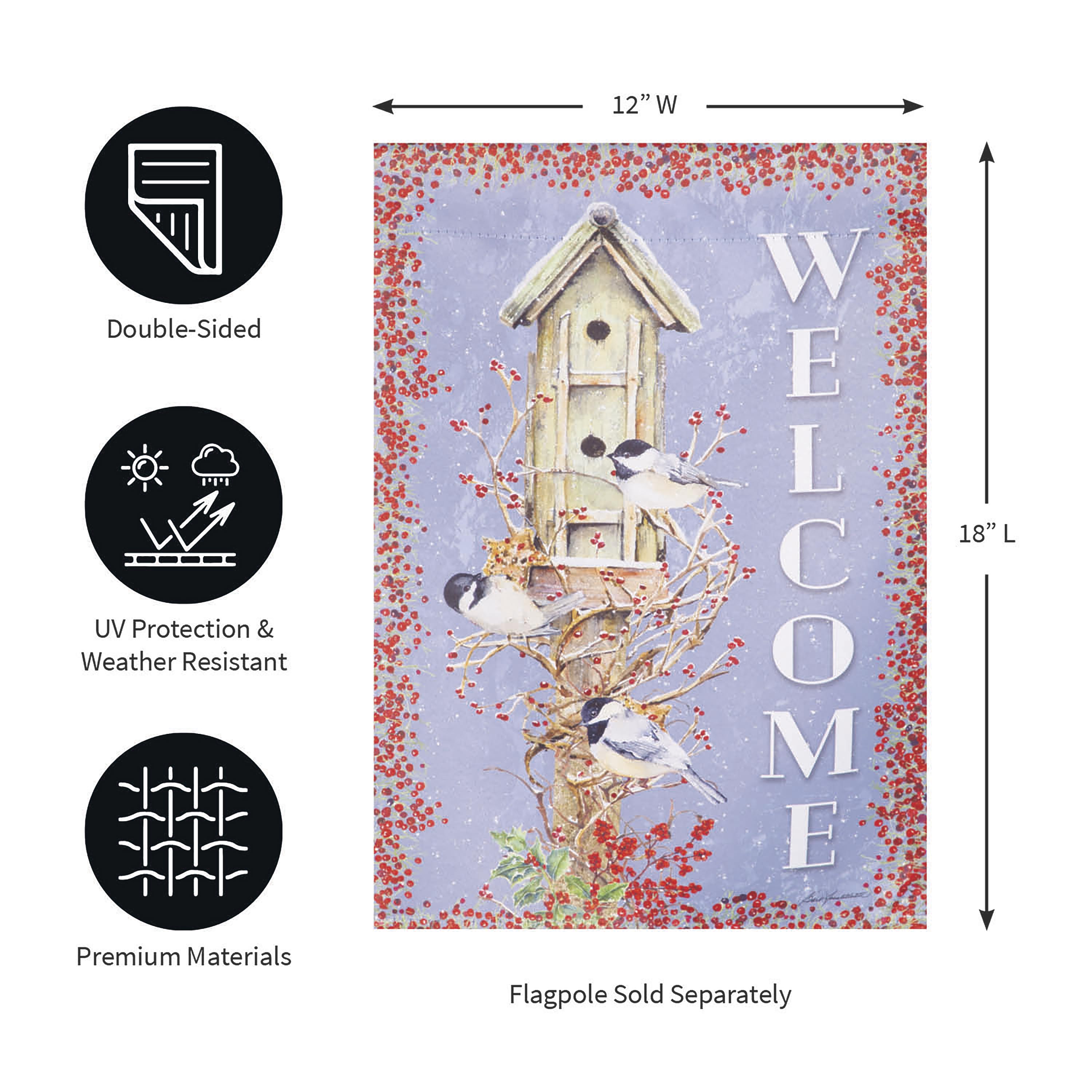 Chickadee Dee Dee's Suede Garden Flag