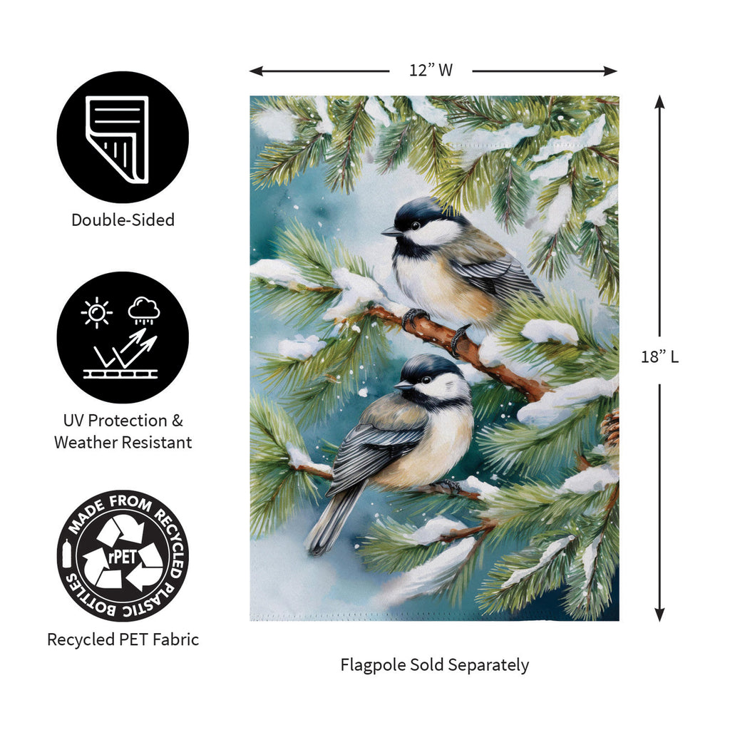 Winter Chickadee Friends Suede Garden Flag