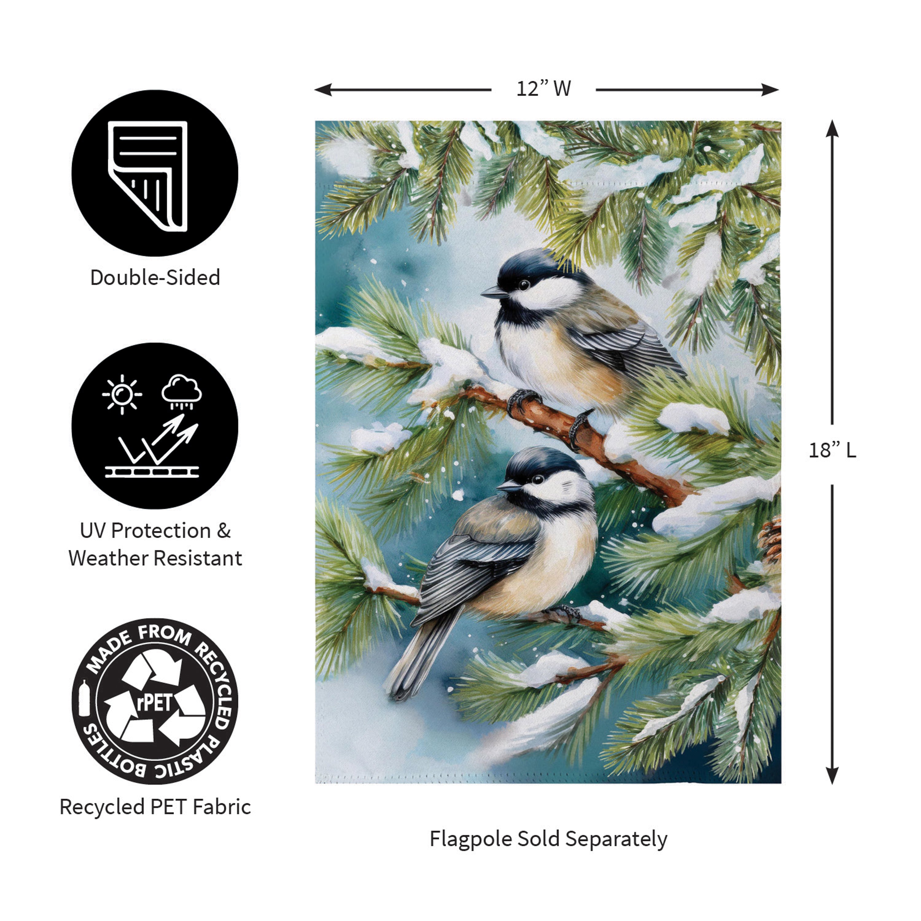 Winter Chickadee Friends Suede Garden Flag
