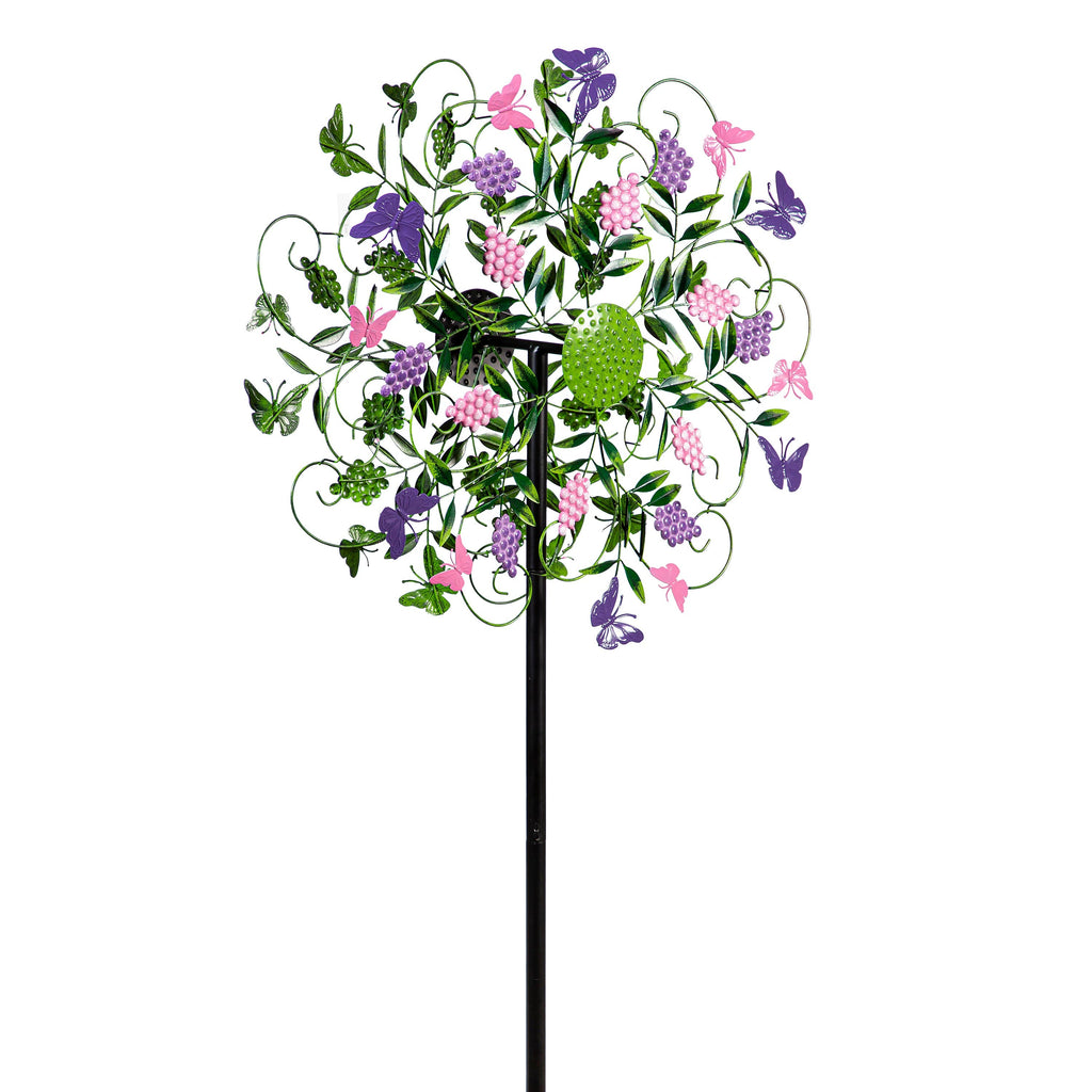 Metal Wind Spinner, Vineyard with Butterflies, 75"H