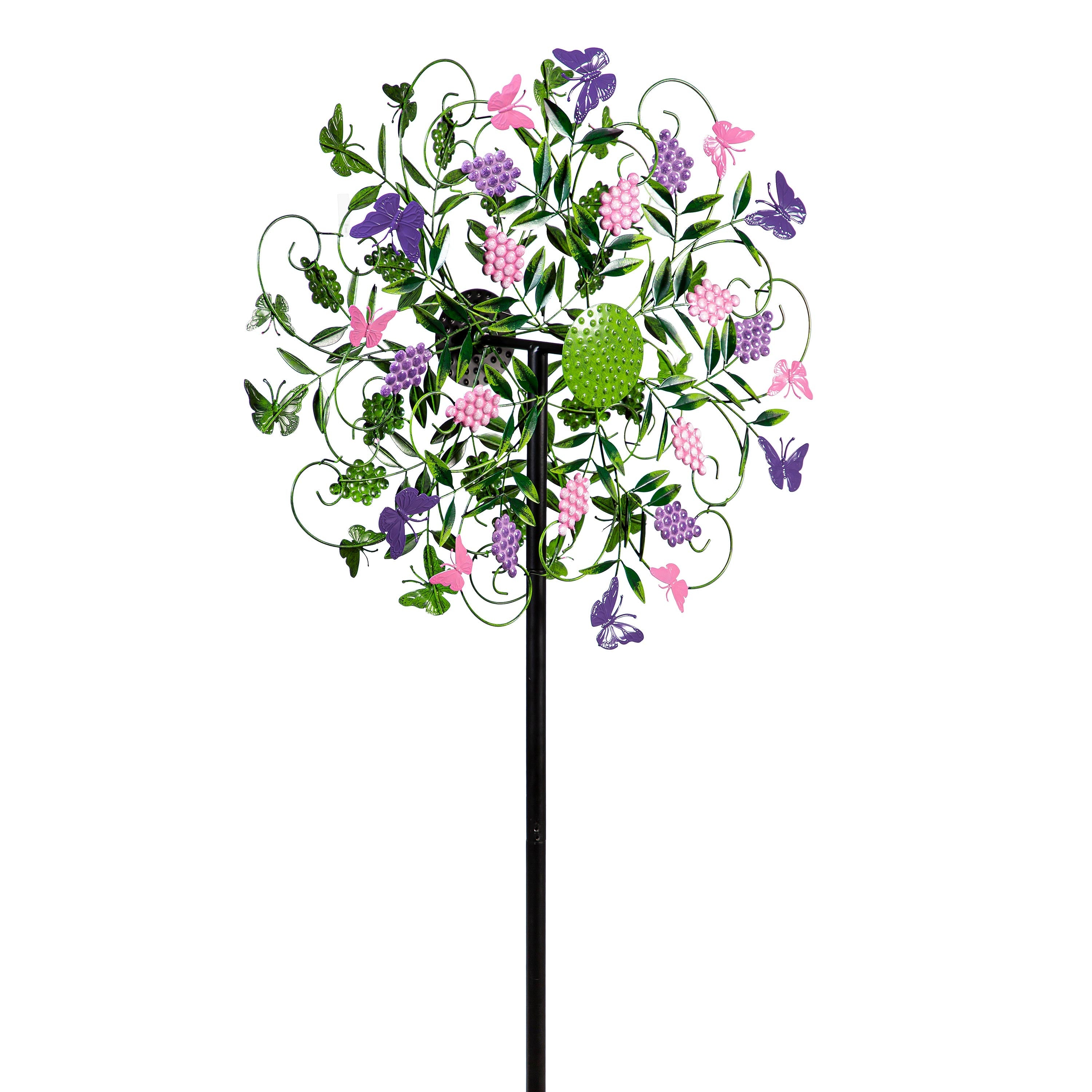 Metal Wind Spinner, Vineyard with Butterflies, 75"H